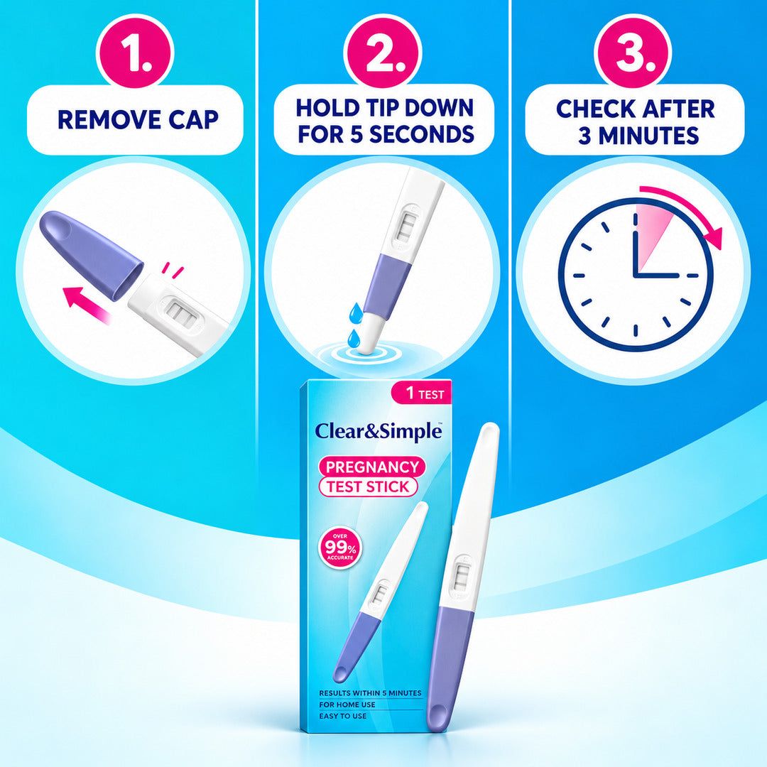 Clear And Simple Pregnancy Test Stick Midstream Single