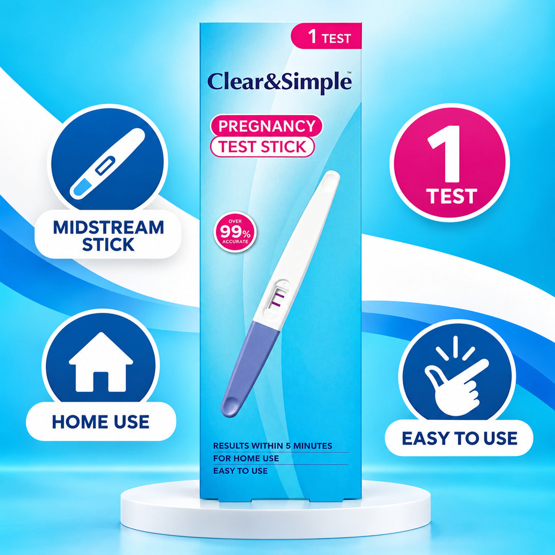 Clear And Simple Pregnancy Test Stick Midstream Single