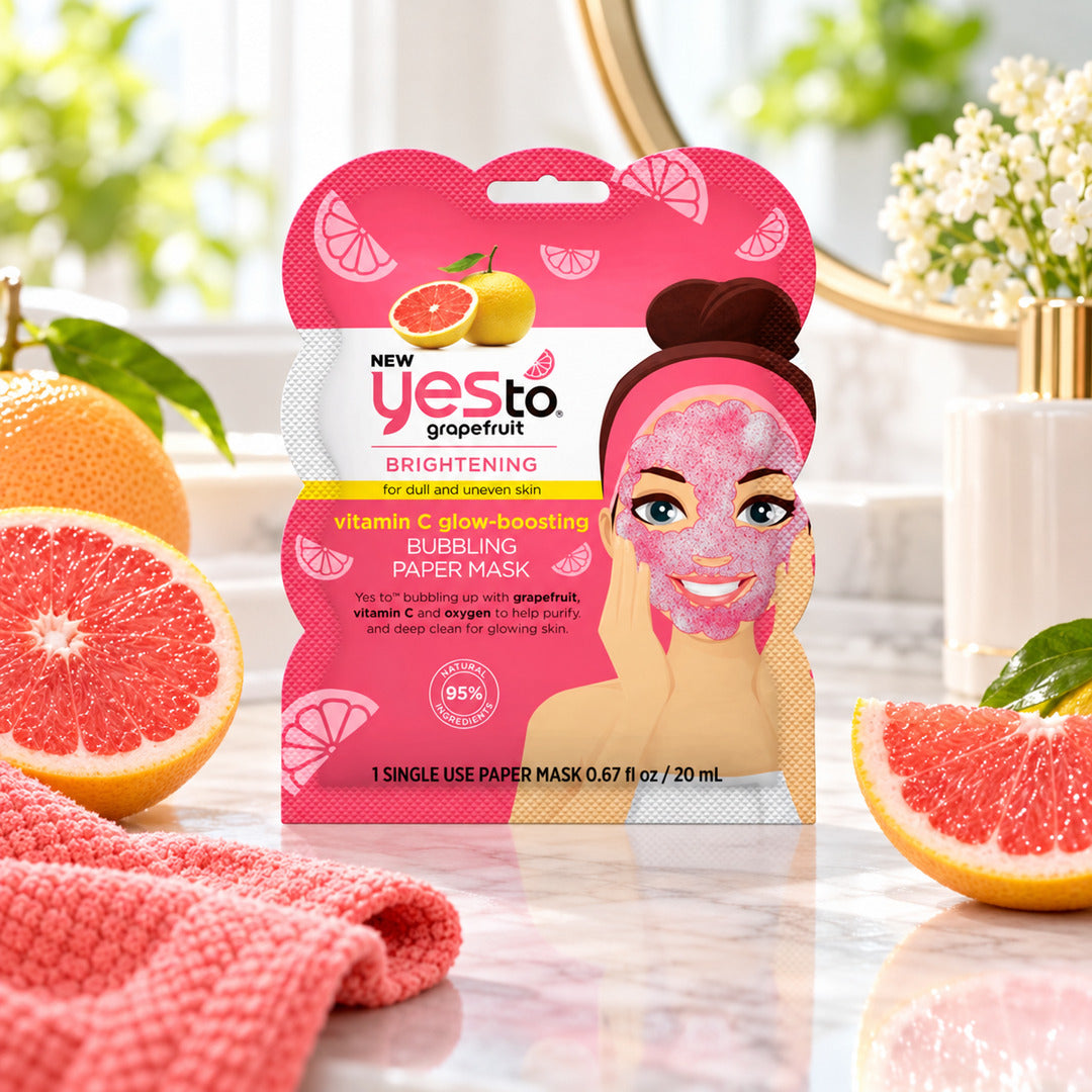 Yes to Grapefruit Brightening Vitamin C Glow Boosting Bubbling Paper Face Mask 20ml