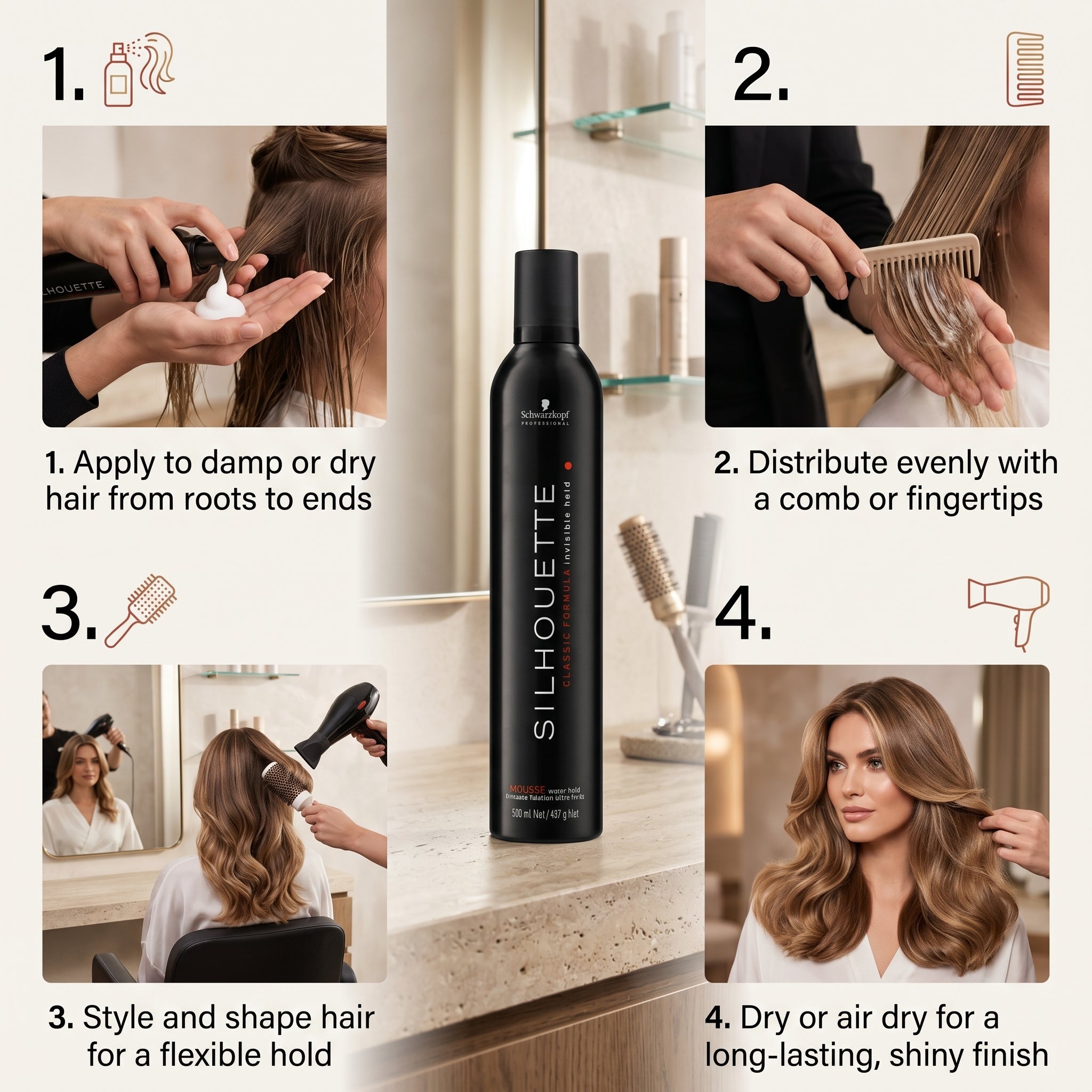Schwarzkopf Silhouette Classic Formula Invisible Hold Mousse 500ml