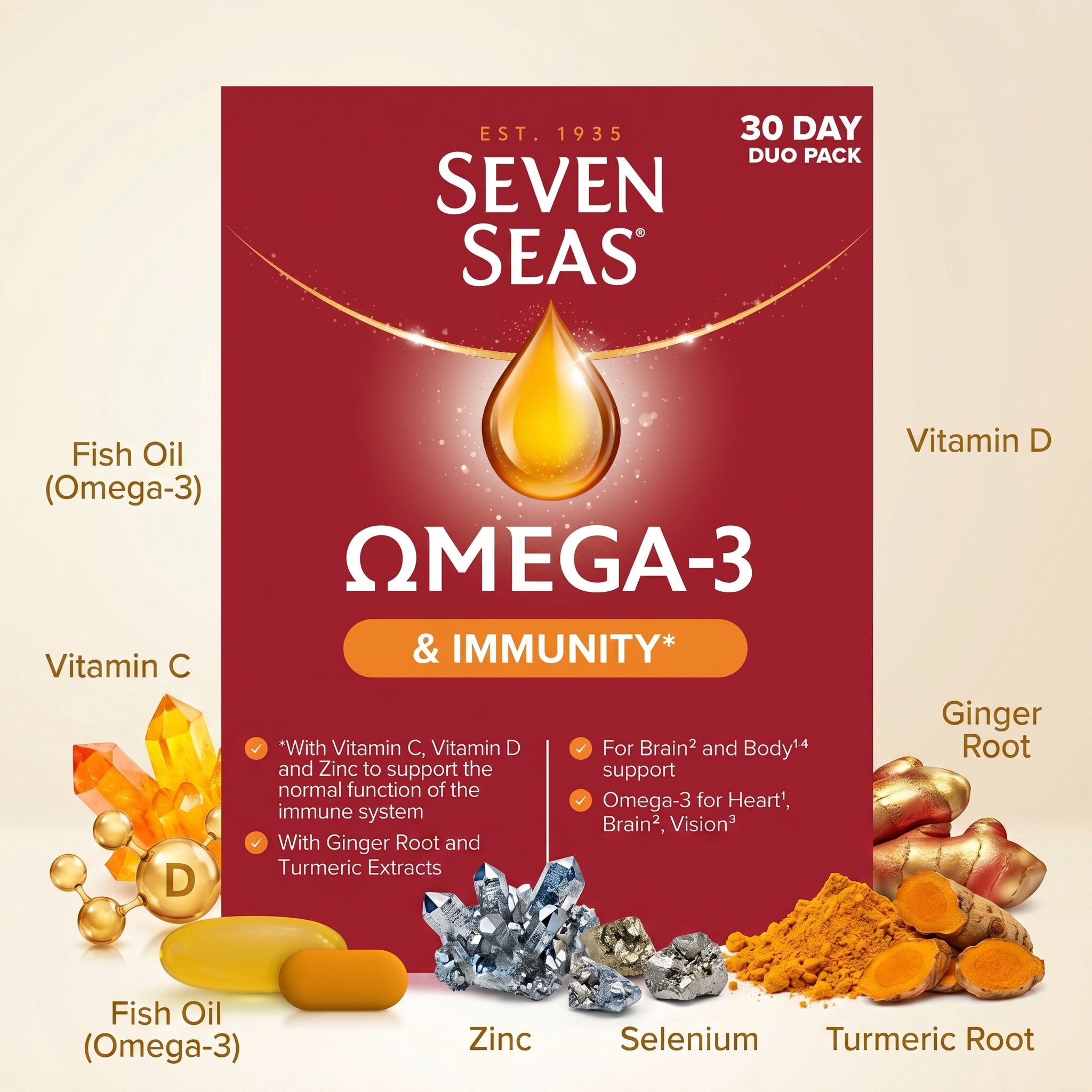 Seven Seas Omega-3 & Immunity 1000mg Fish Oil 30 Day Duo Pack