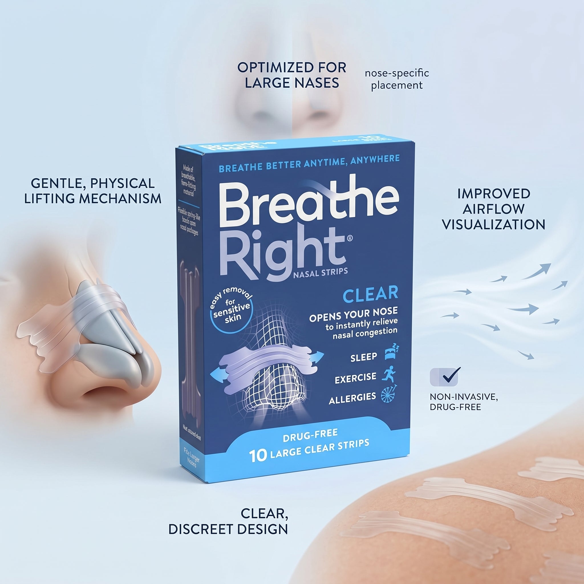 Breathe Right Nasal Strip Clear Large 10