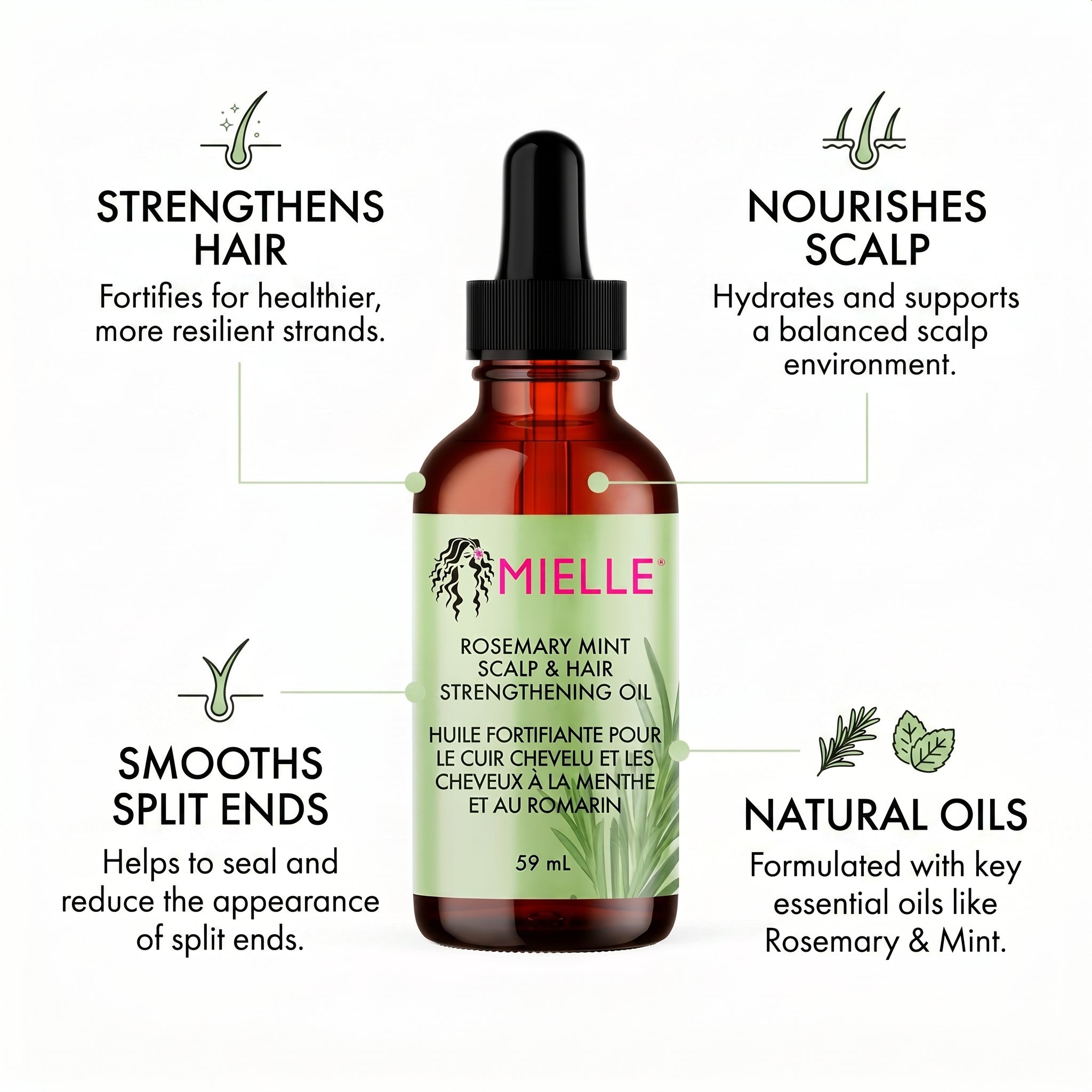 Mielle Rosemary Mint Scalp & Hair Strengthening Oil 59ml