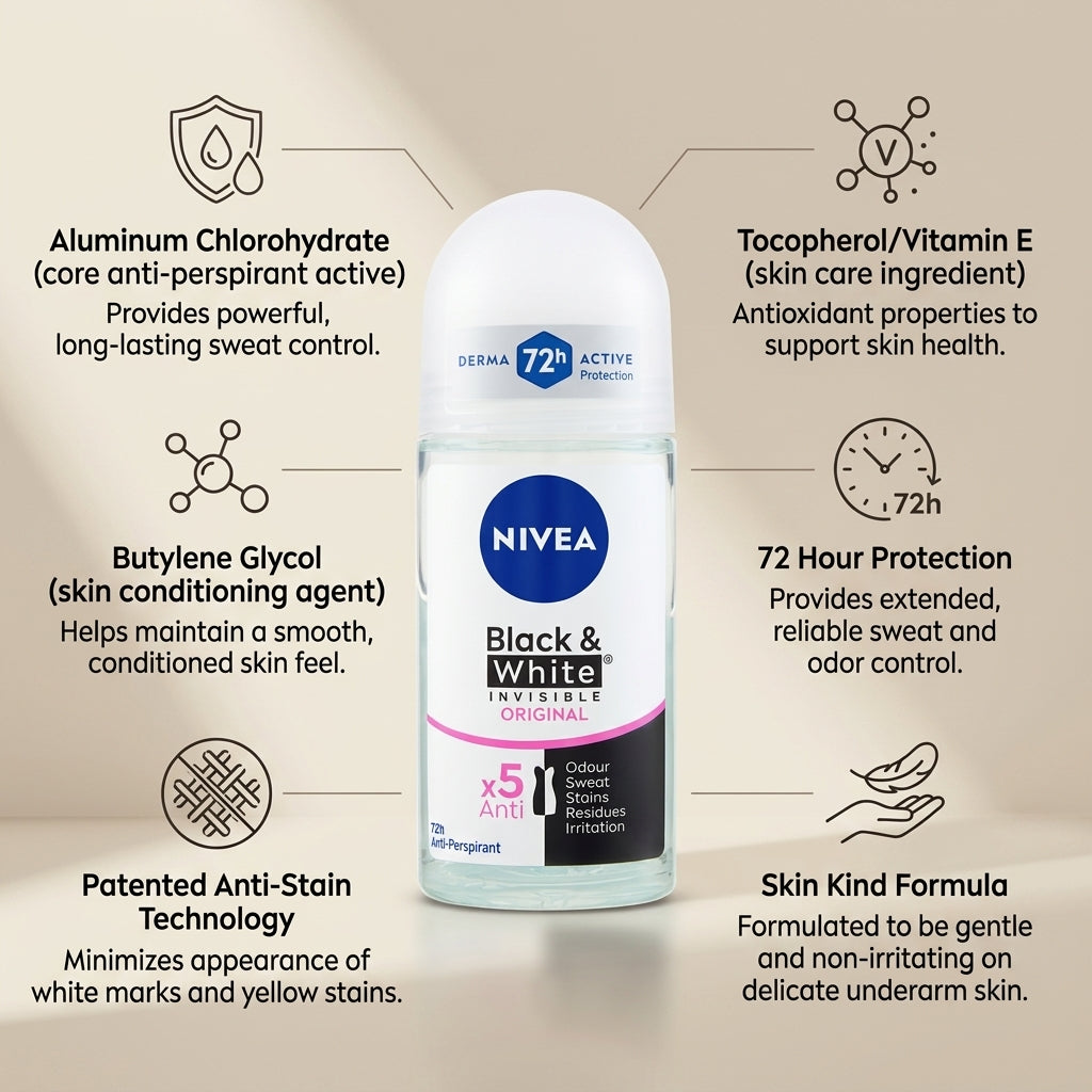 Nivea Black and White Invisible Original Anti-Perspirant Roll-On 50ml