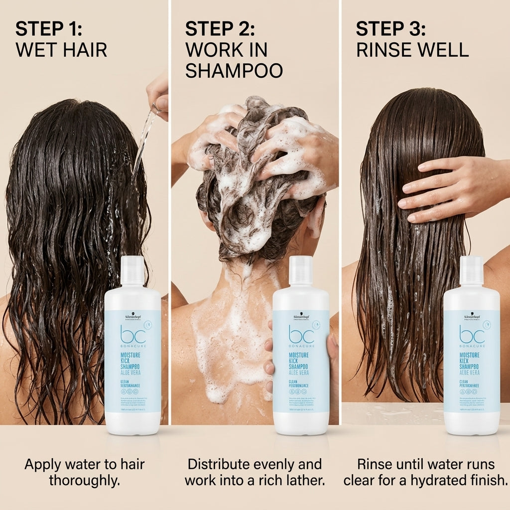 Schwarzkopf Professional Bc Moisture Kick Hydrating Shampoo For Normal And Dry, Brittle Or Curly Hair 1000ml