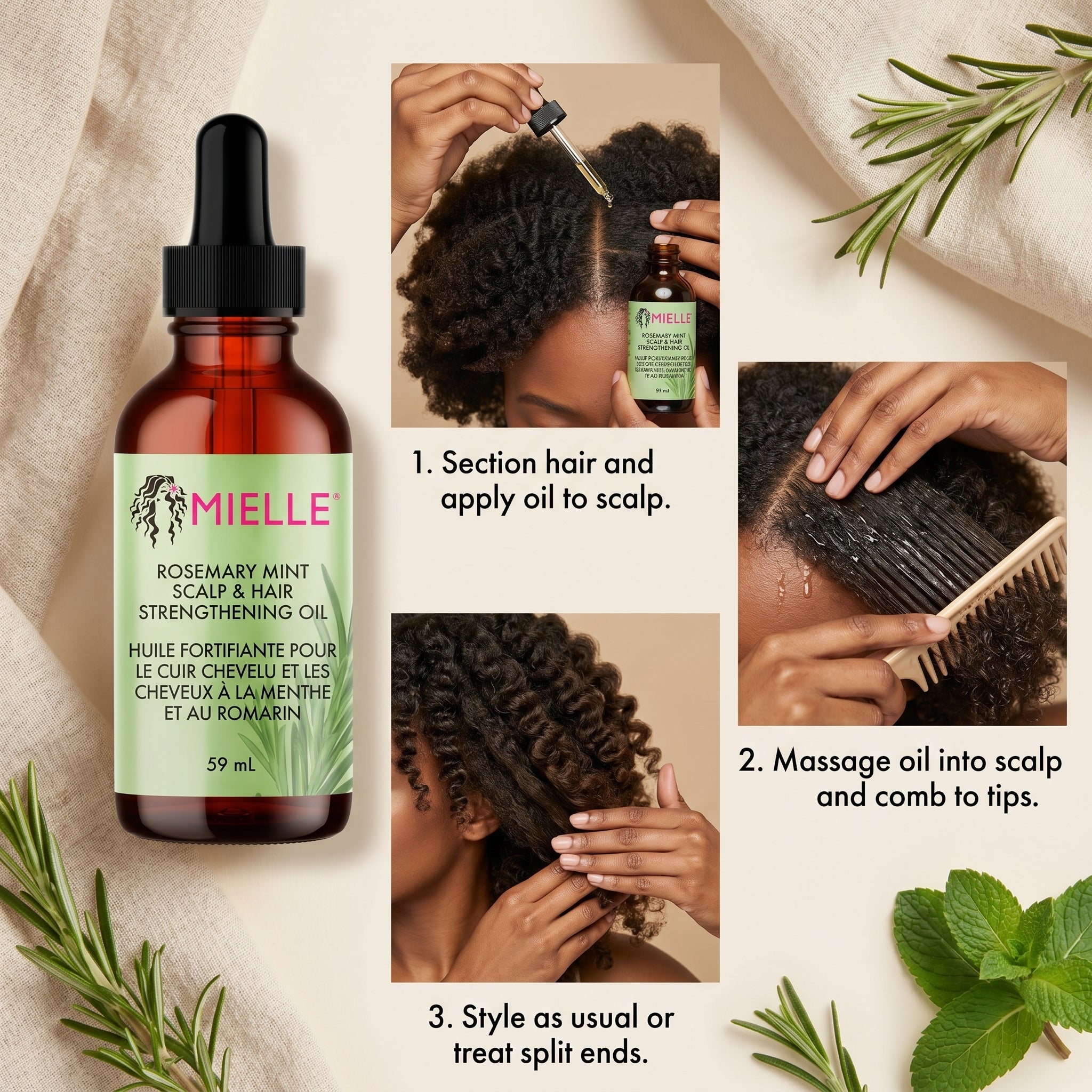 Mielle Rosemary Mint Scalp & Hair Strengthening Oil 59ml