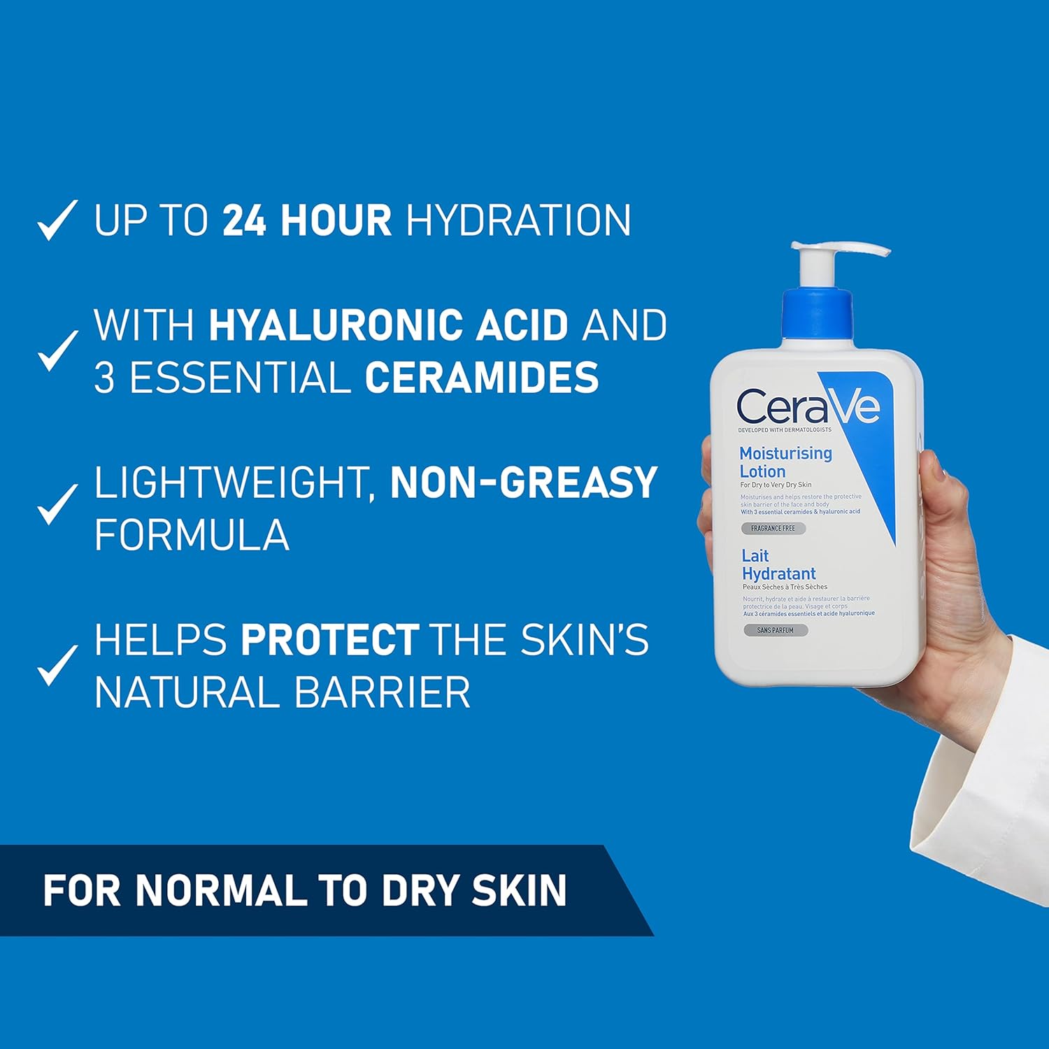 CeraVe Moisturising Lotion, Face & Body, With 3 Essential Ceramides & Hyaluronic Acid, For Dry to Very Dry skin