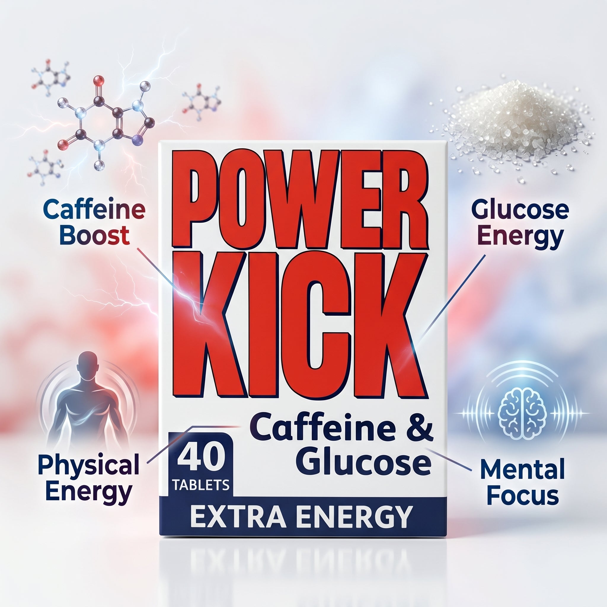 Power Kick Caffeine & Glucose Tablets 40 Tablets