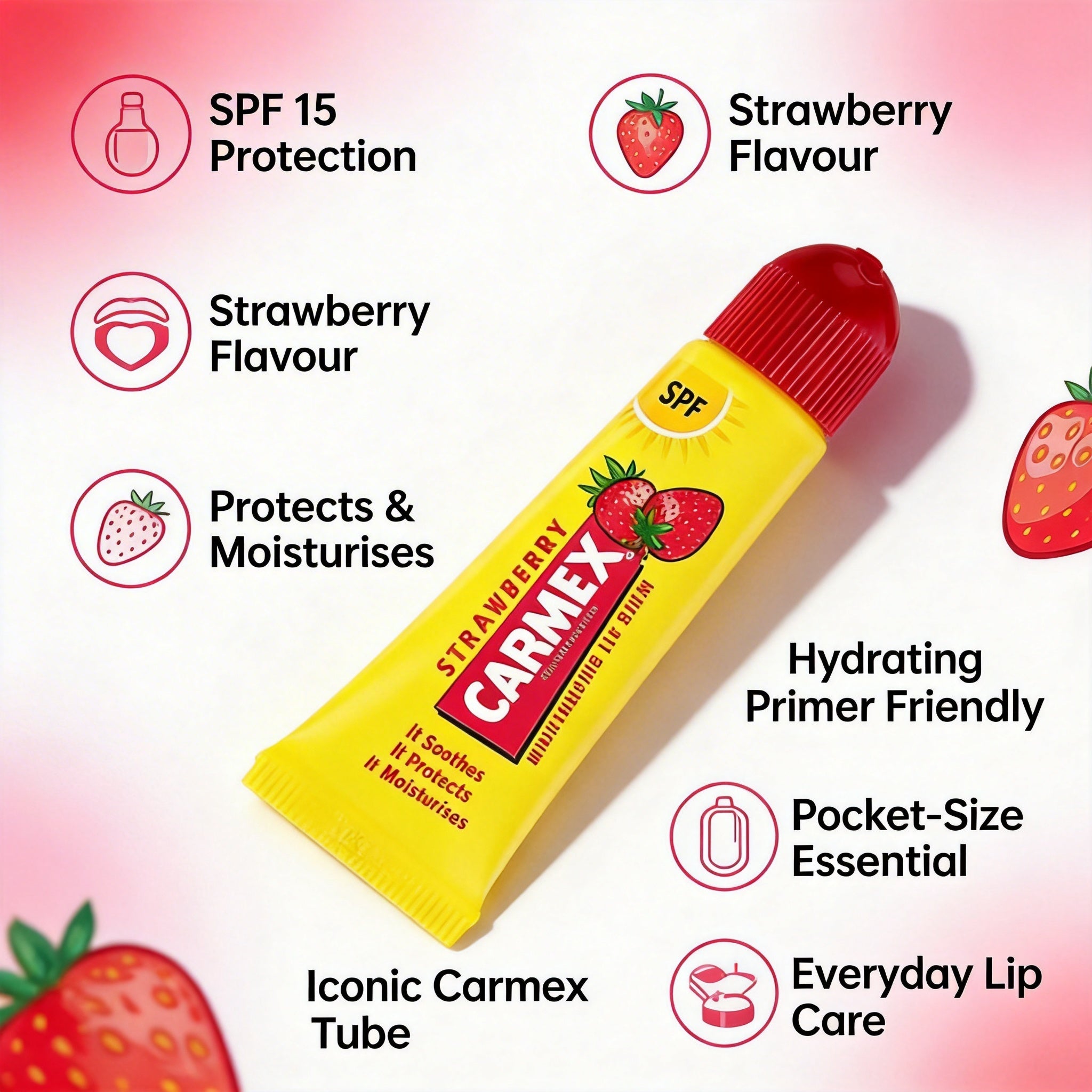 Carmex Strawberry Lip Balm Tube SPF 15 10g