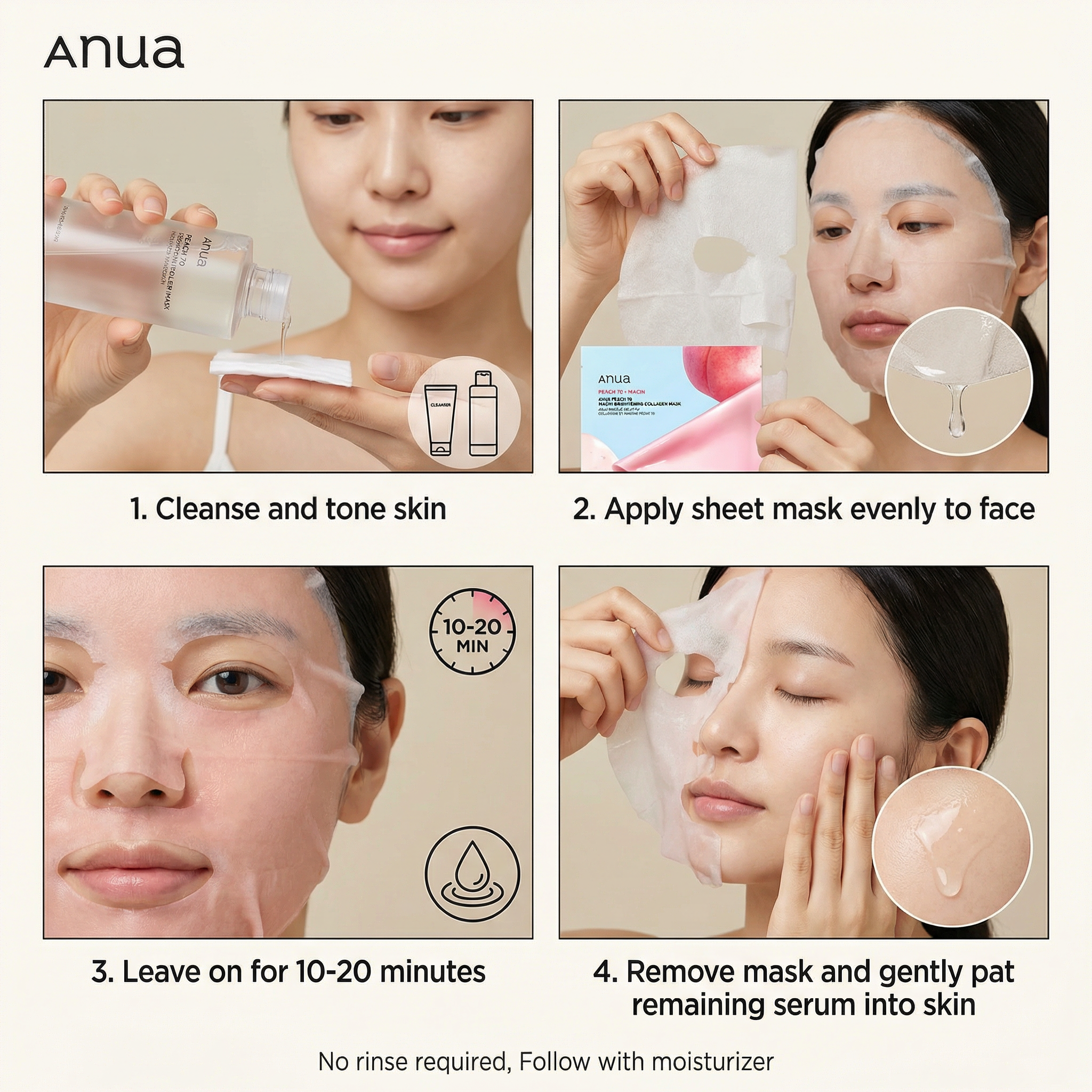 Anua Peach 70 Niacin Brightening Collagen Mask x4