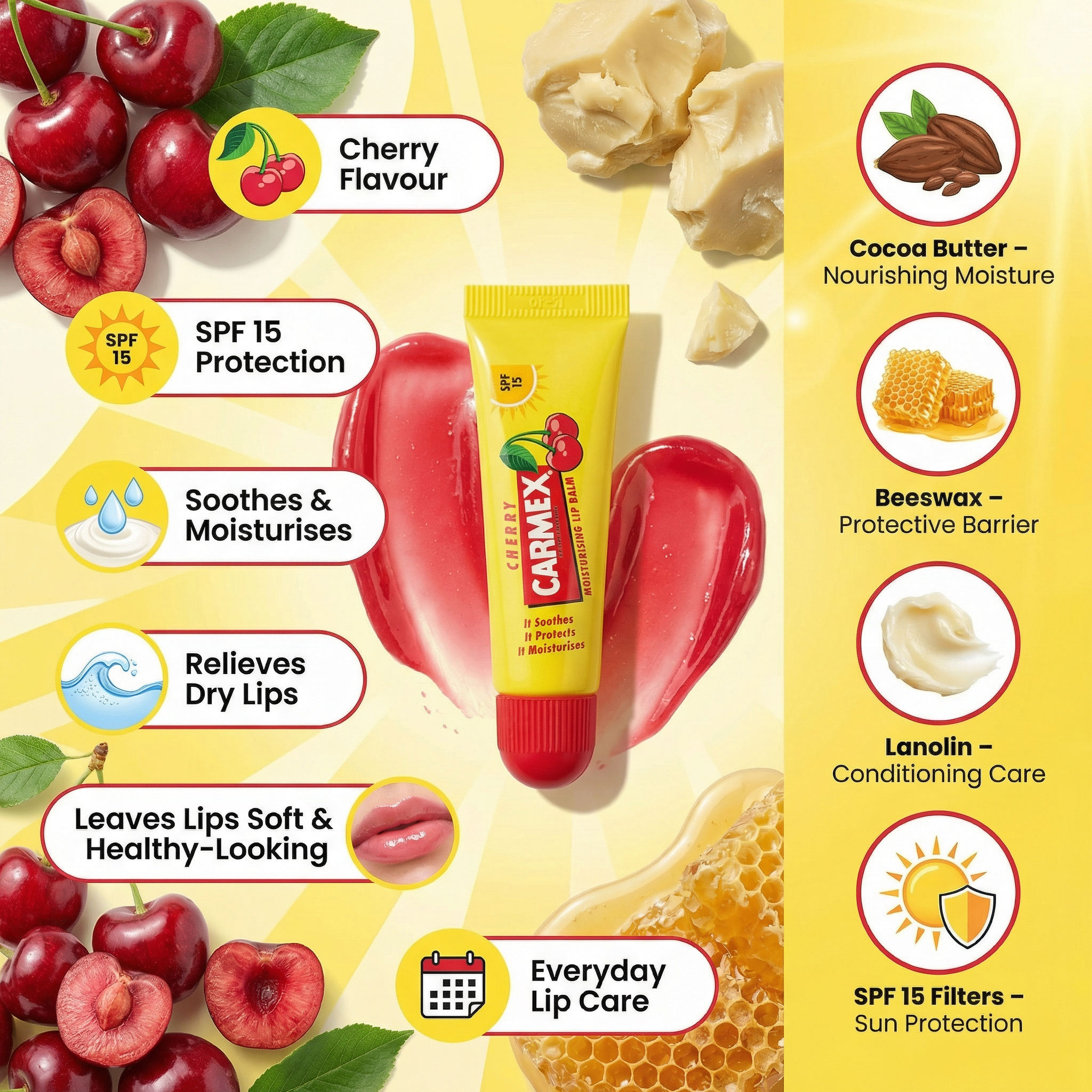 Carmex Cherry Lip Balm Tube SPF 15 10g
