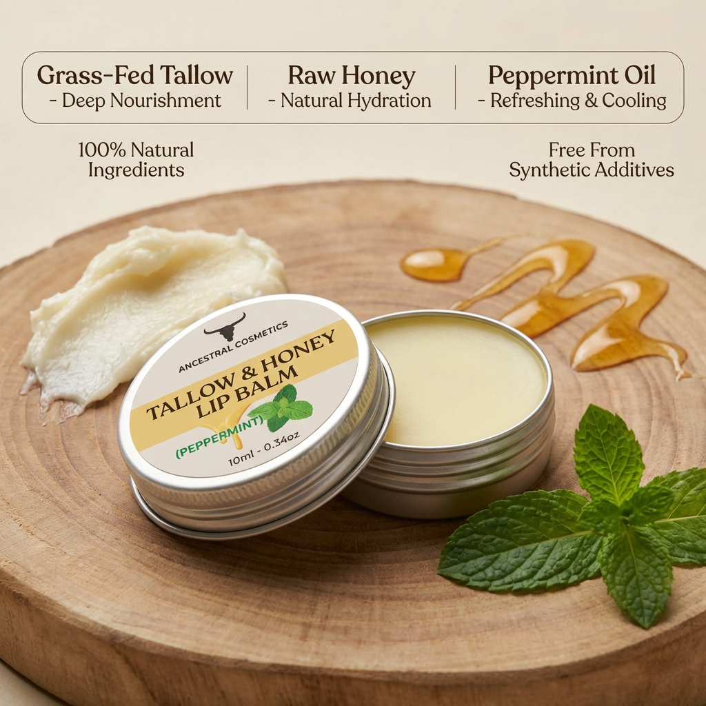 Ancestral Cosmetics Tallow & Honey Lipbalm (Peppermint)