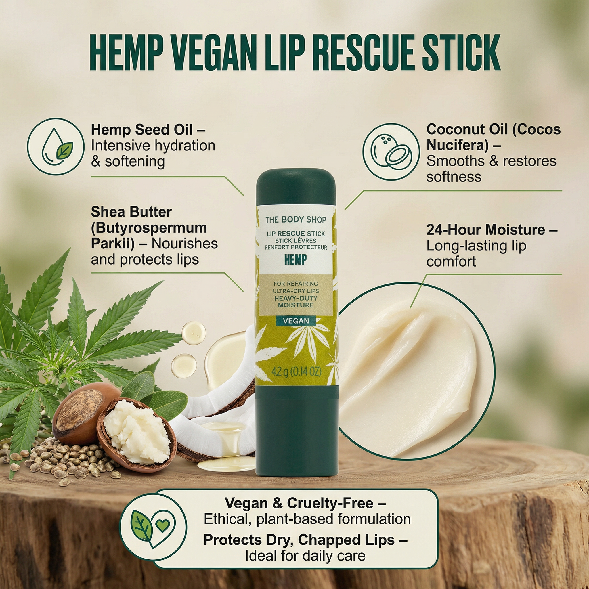 Body shop Hemp vegan Lip balm