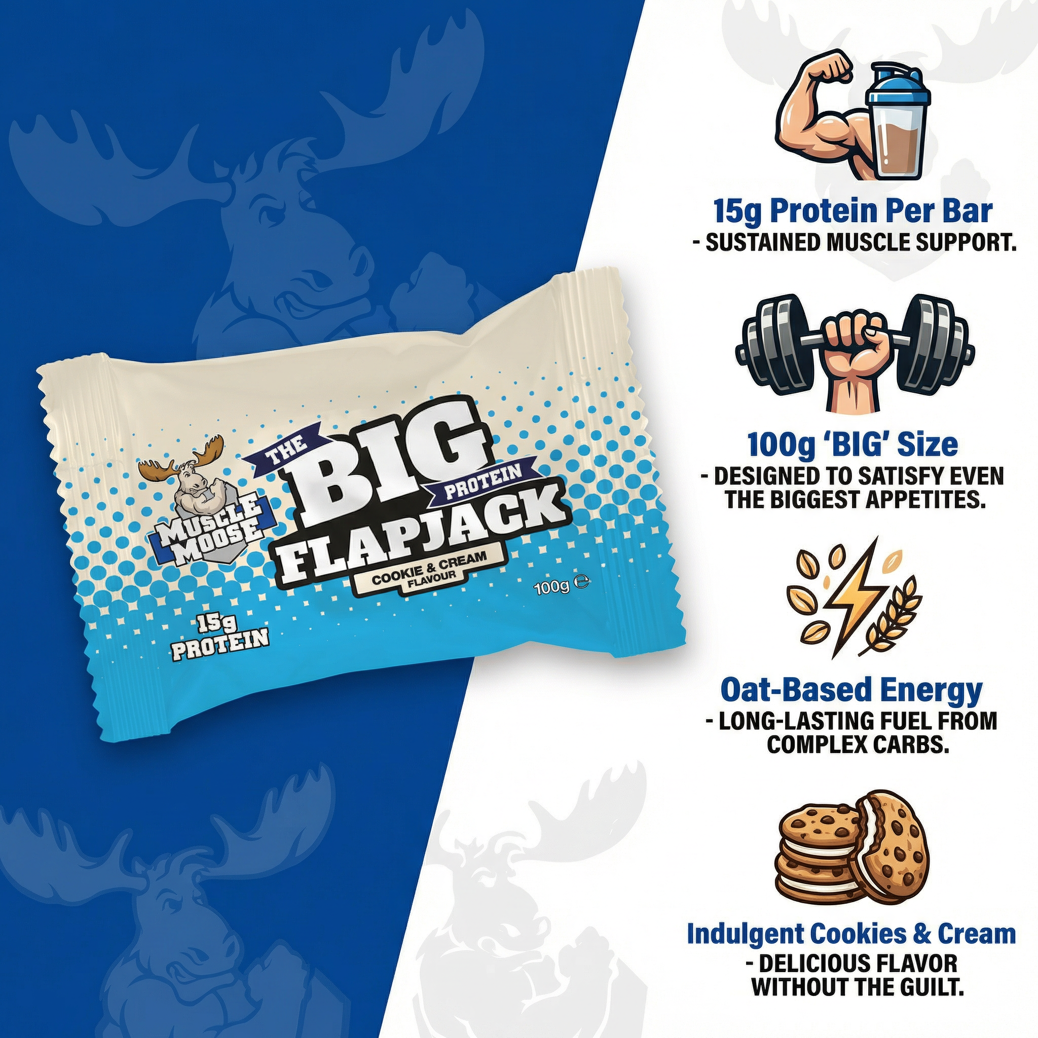 The Big Protein Flapjack Cookie & Cream 100g