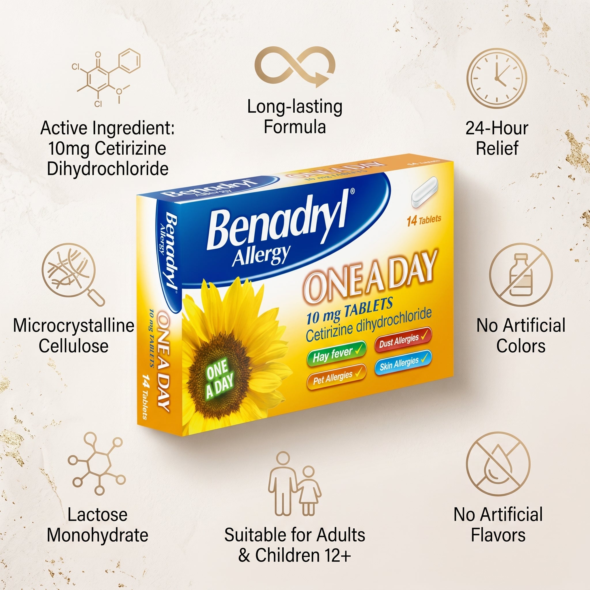 Benadryl Allergy One-A-Day Tablets 14tabs