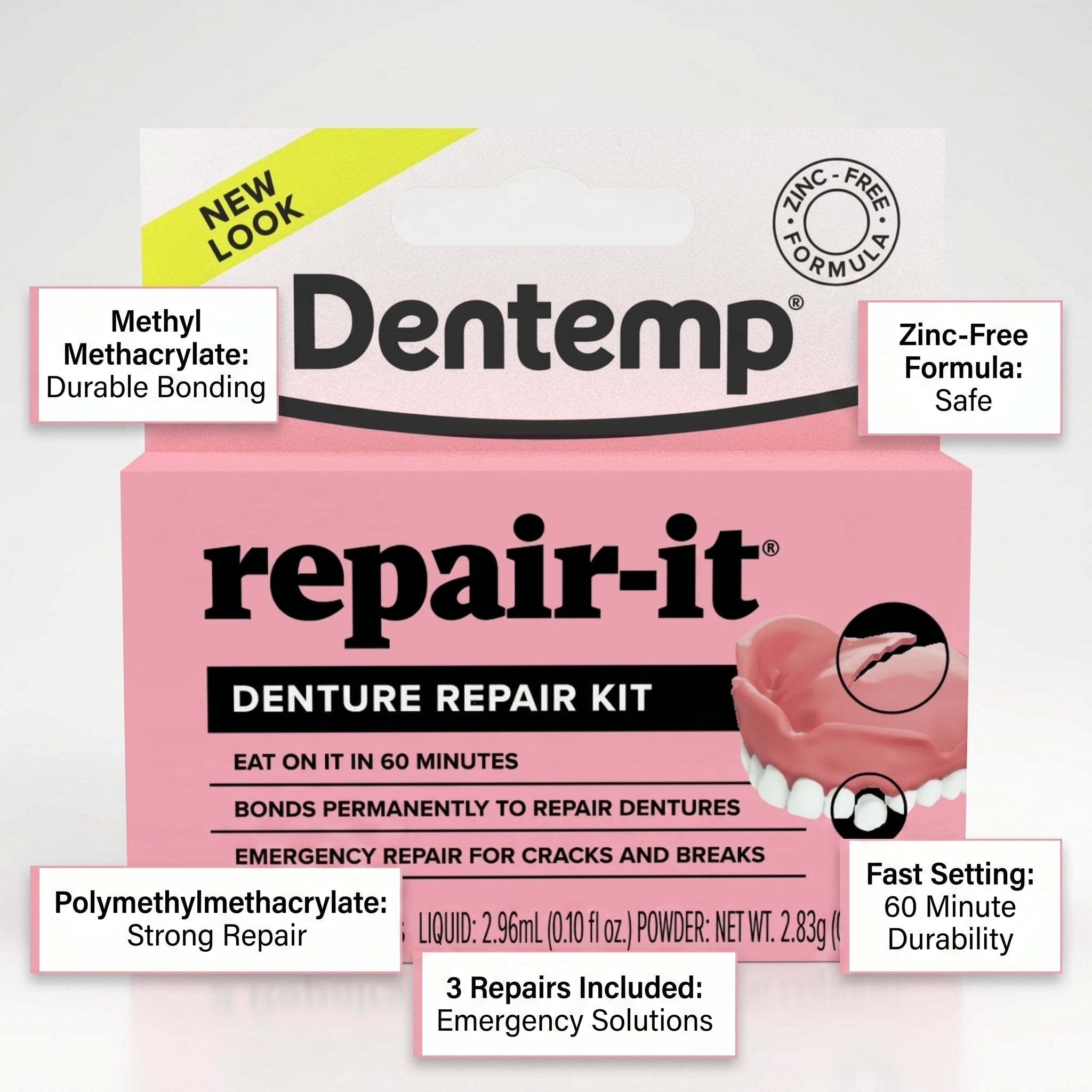 Dentemp Repair-it Denture Repair Kit 3repairs