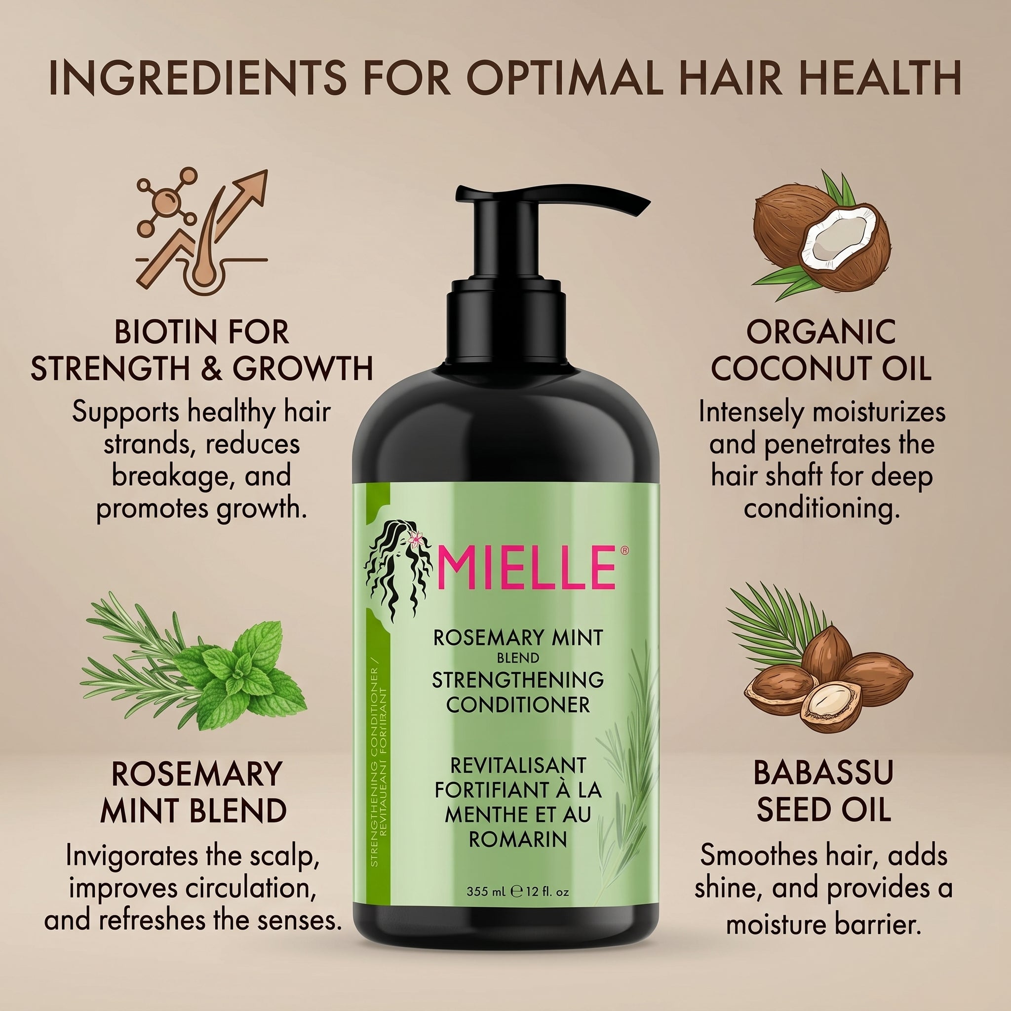 Mielle Organics Rosemary Mint Strengthening Shampoo 355ml