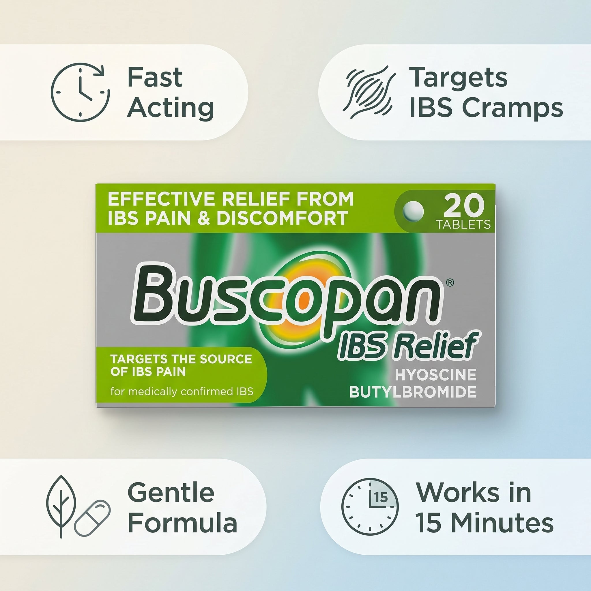 Buscopan IBS Relief Hyoscine Butylbromide 20Tabs