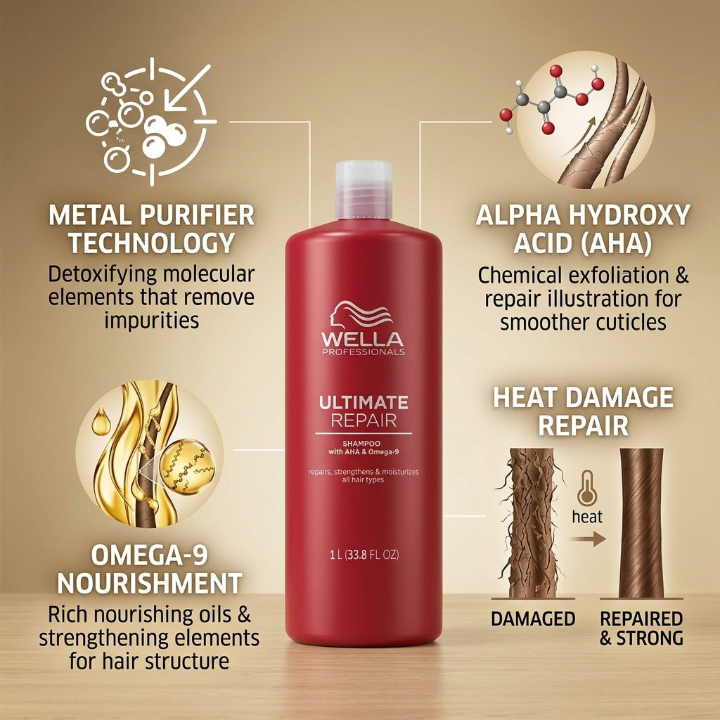 Wella Ultimate Repair Shampoo with AHA & Omega-9 1000ml