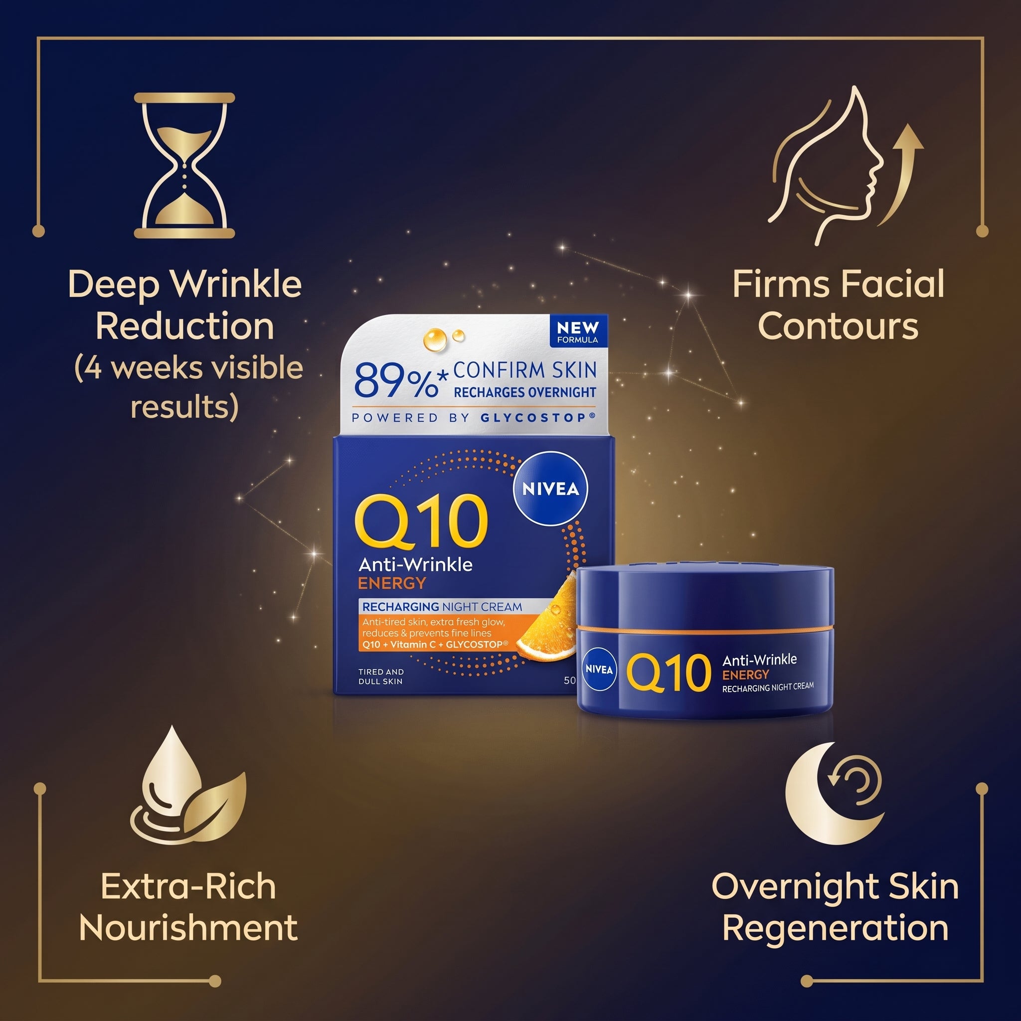 Nivea Q10 Anti-Wrinkle 60+ Extra Nourish Deep Restoring Night Cream 50ml