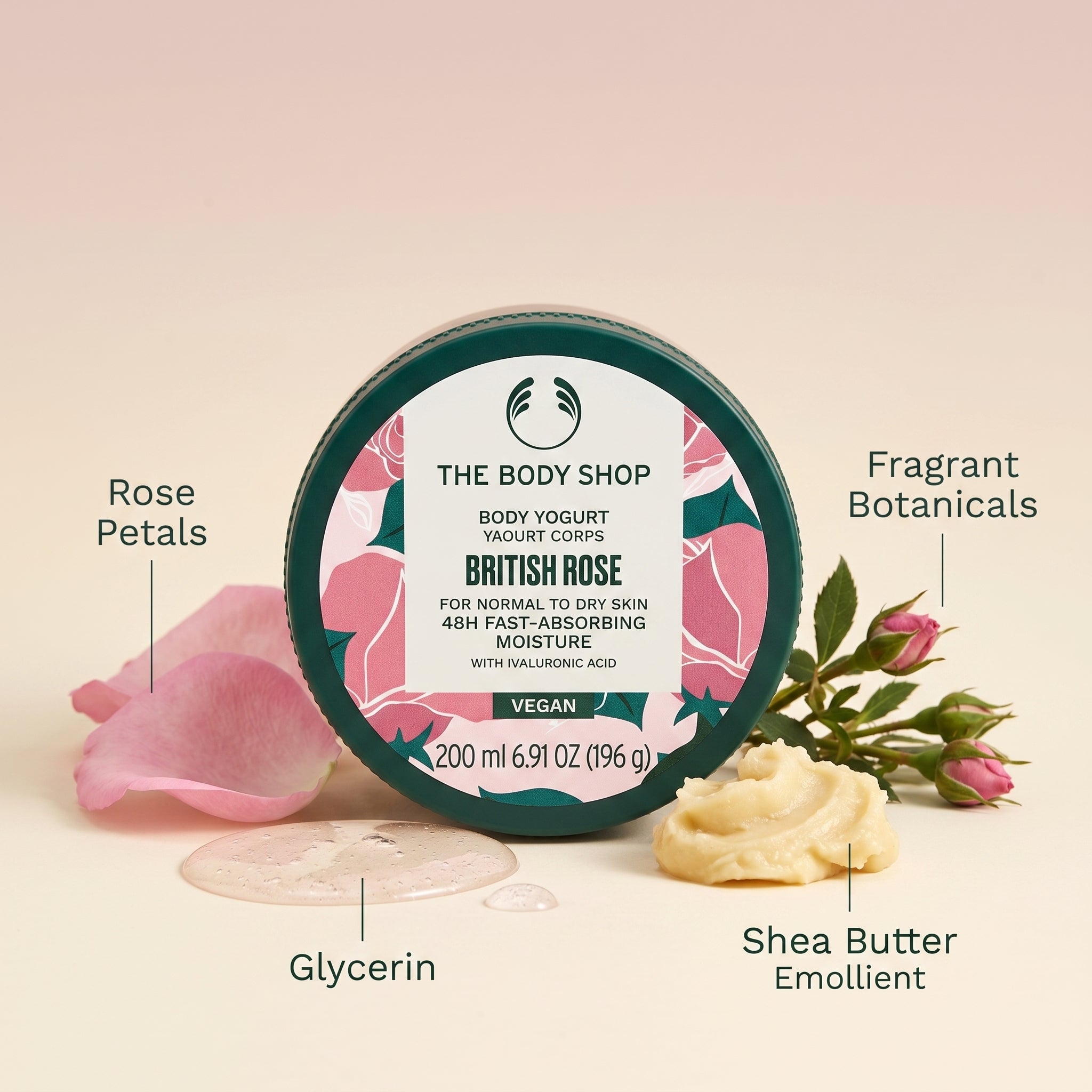 The Body Shop British Rose Body Yogurt, 200 ml