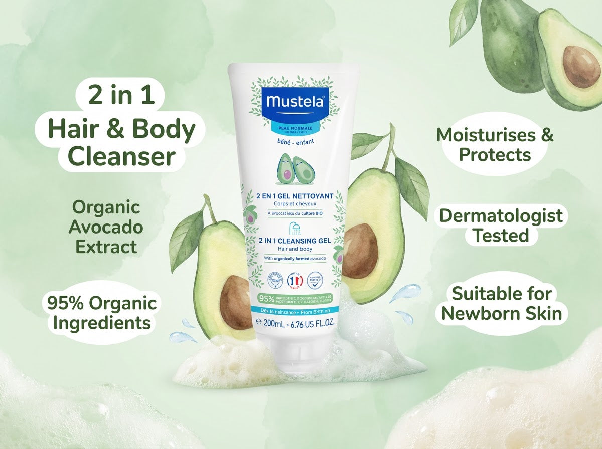 Mustela 2 in 1 Cleansing Gel with Avocado 200ml