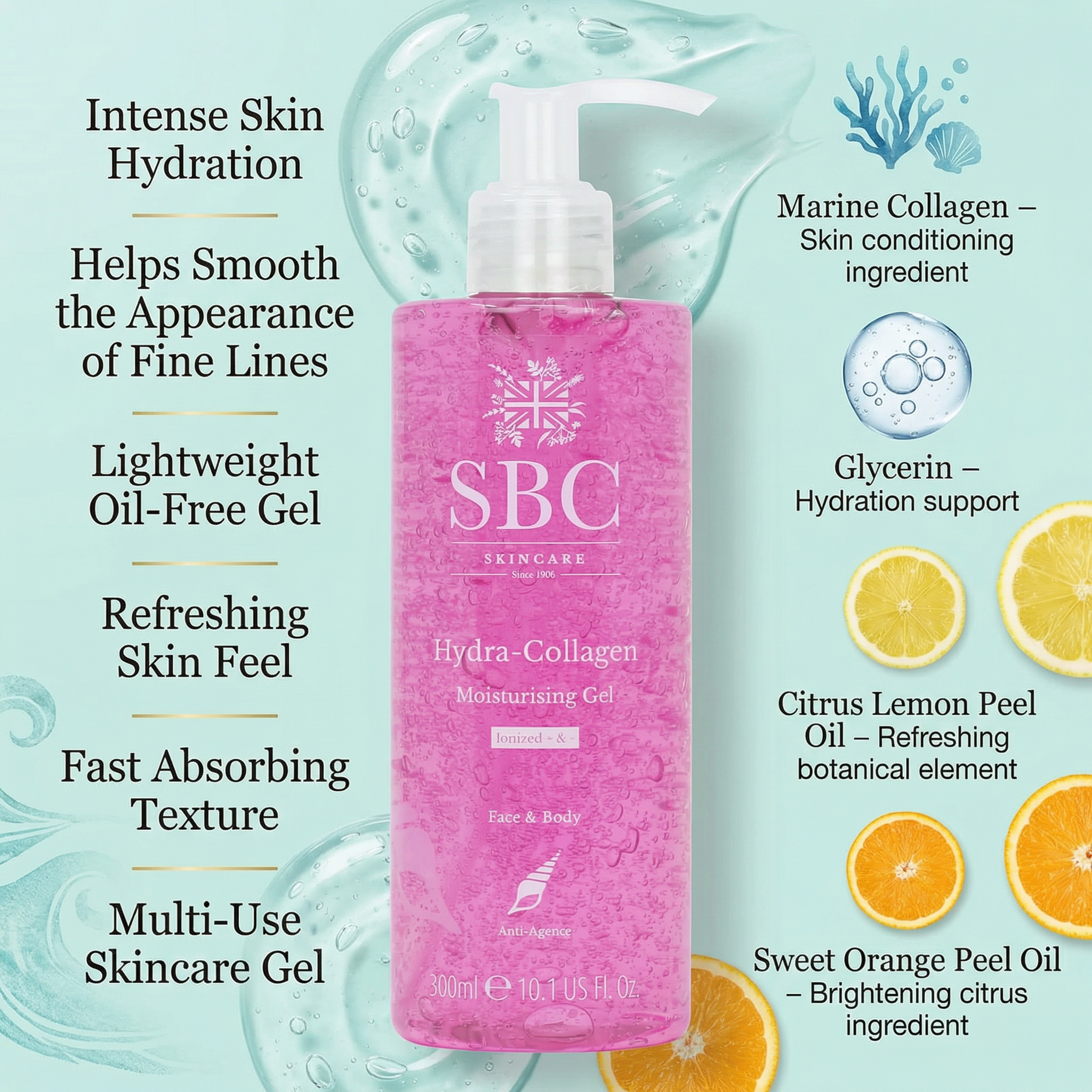 SBC Skincare Hydra-Collagen Moisturising Gel 300ml