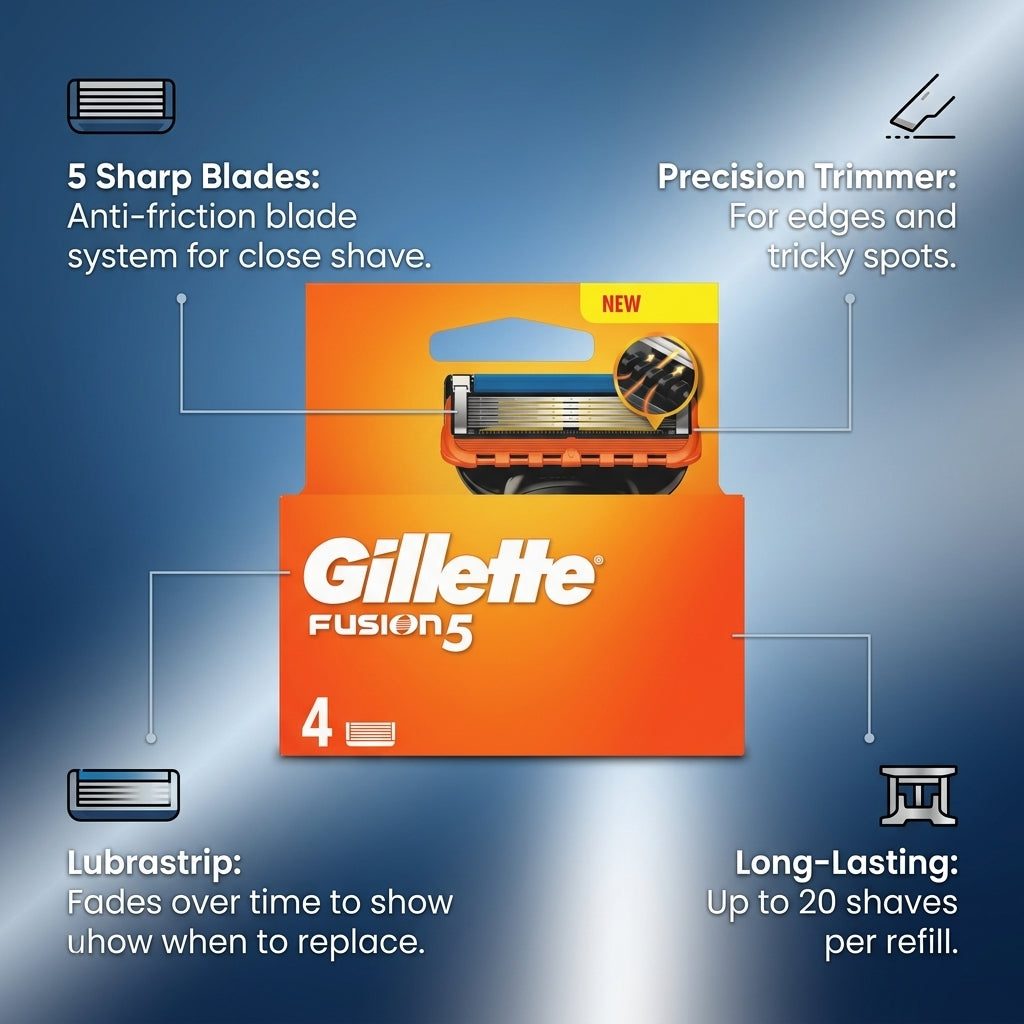 Gillette Fusion5 Razor Blade Refills 4 pack