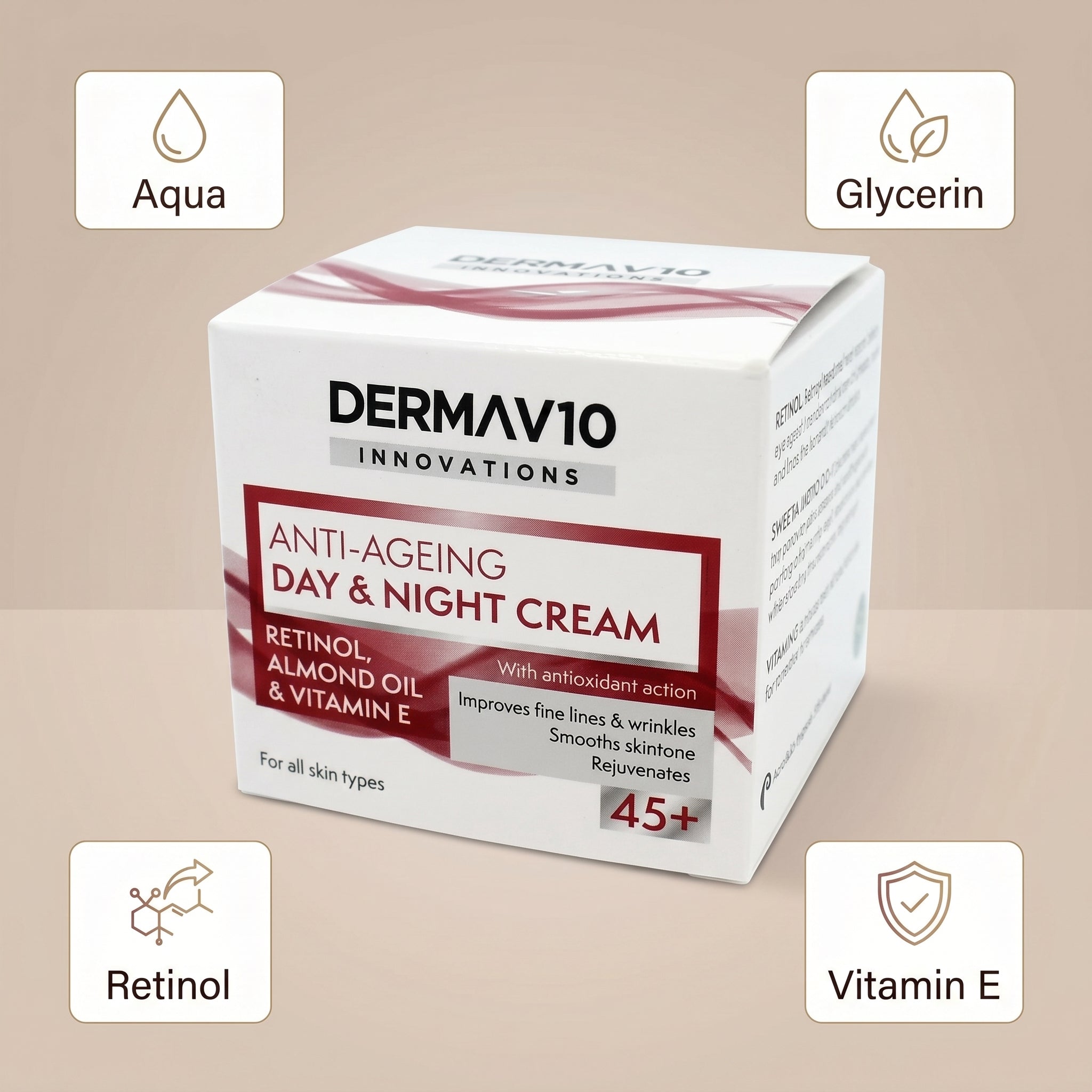 Derma V10 Anti-Ageing Retinol Day & Night Cream - 50ml