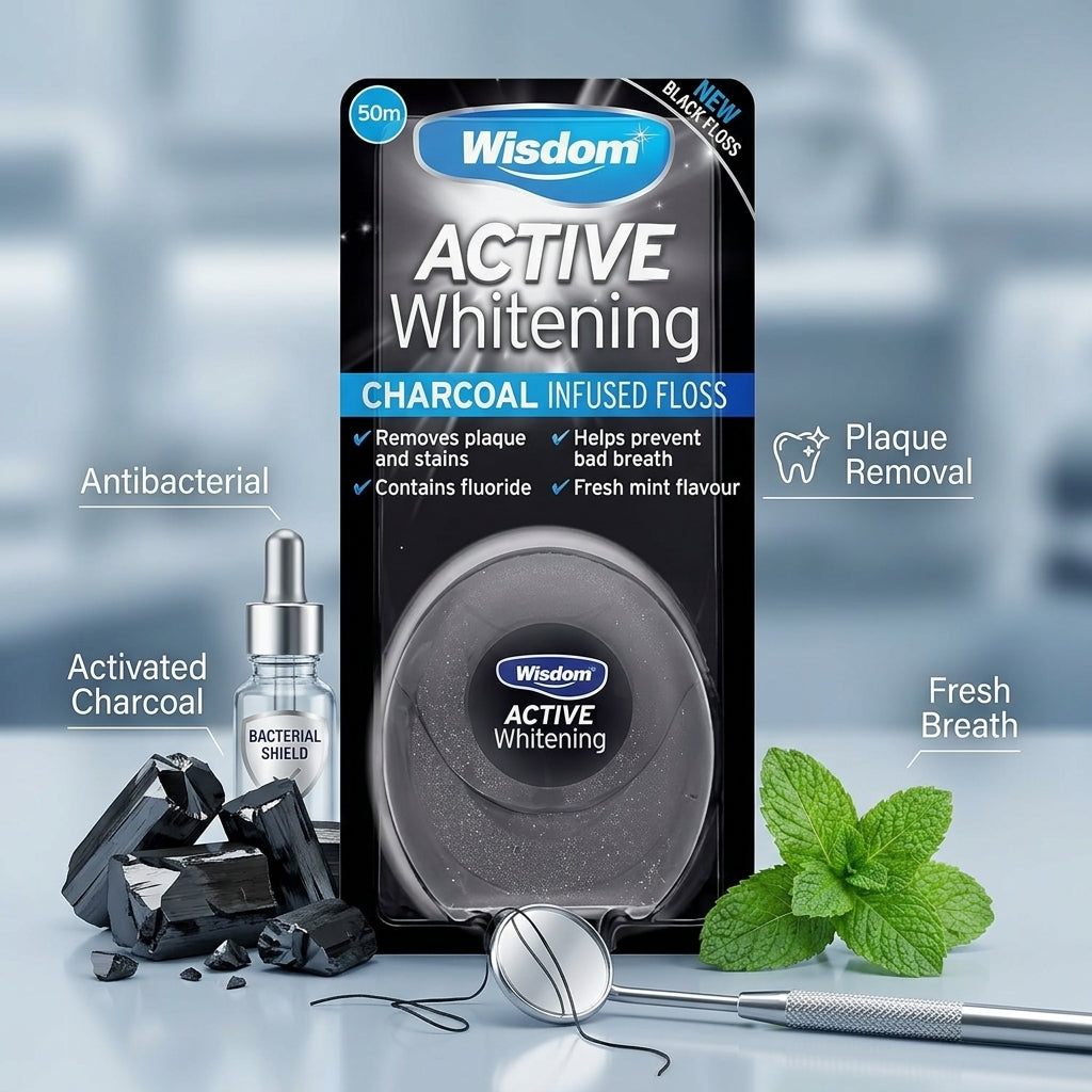 Wisdom Active Whitening Charcoal Floss 50m