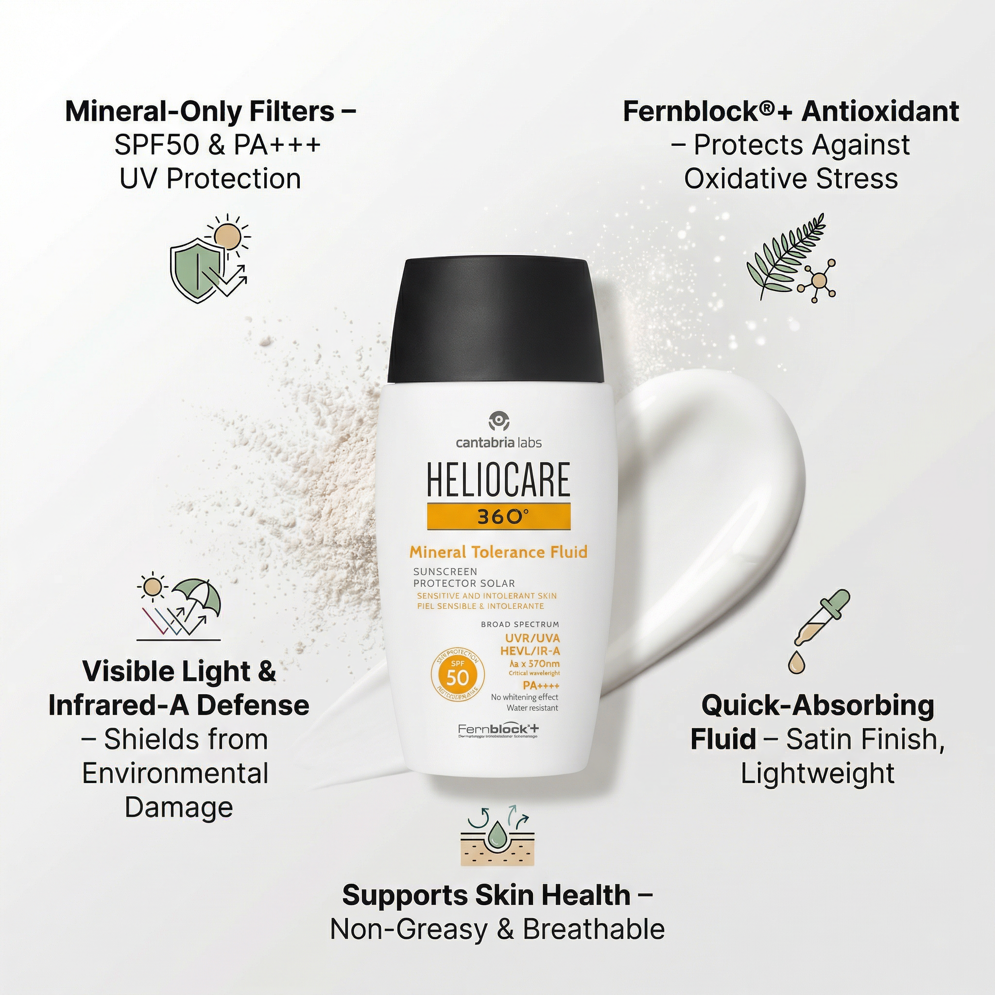 Heliocare 360 Mineral Tolerance Fluid Sunscreen SPF 50 50ml