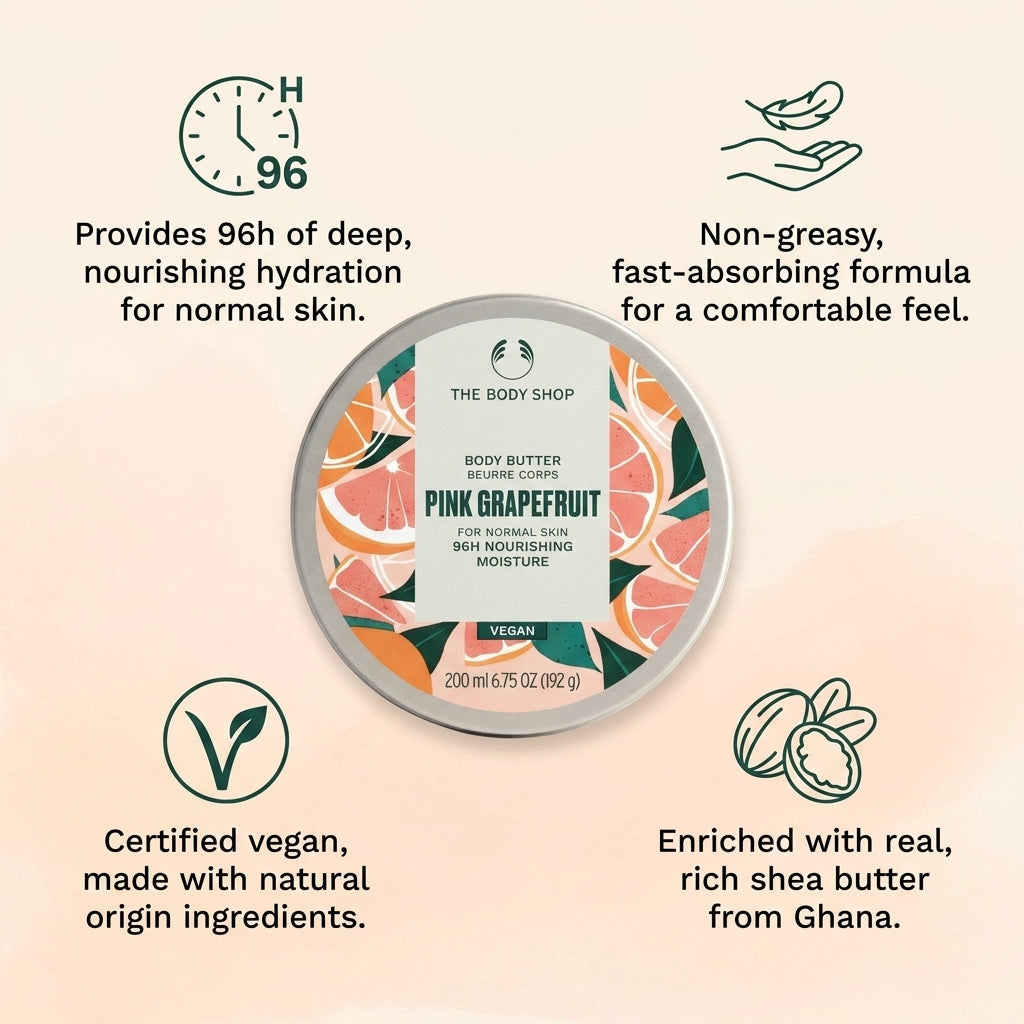 The Body Shop Pink Grapefruit Body Butter 96h Nourishing Moisture 200ml