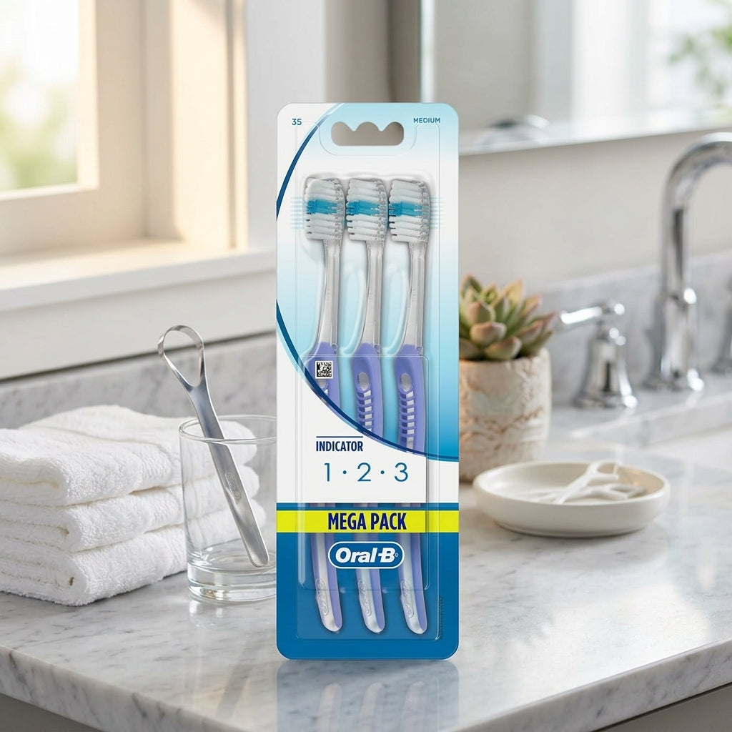Oral-B Indicator Medium Toothbrush 123 Mega Pack 3 Pieces