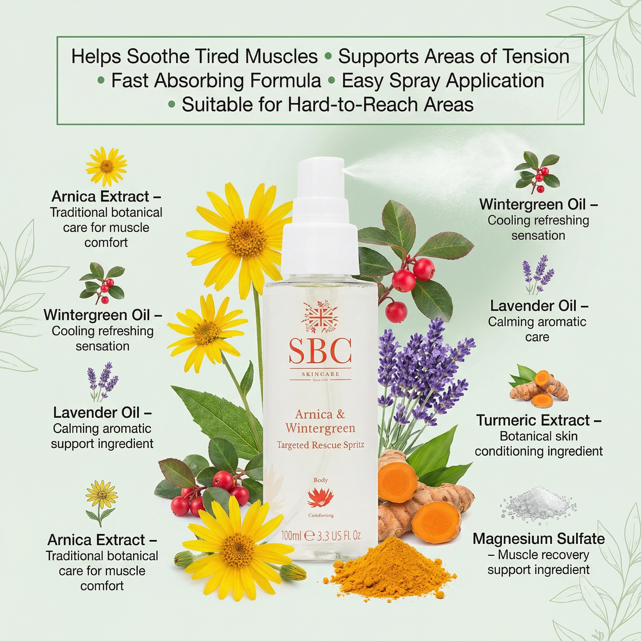 SBC Skincare Arnica & Wintergreen Targeted Rescue Spritz 100ml