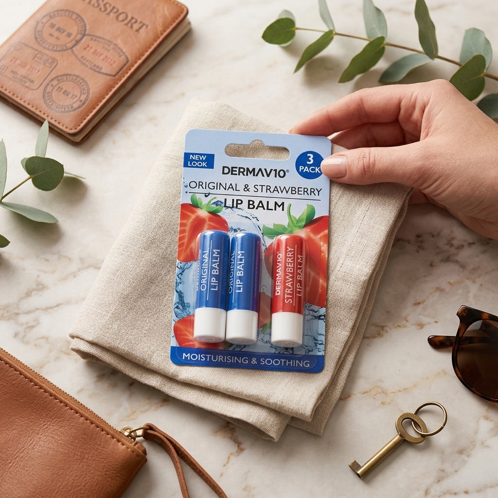 Derma V10 Lip Balm 2 Original + 1 Strawberry