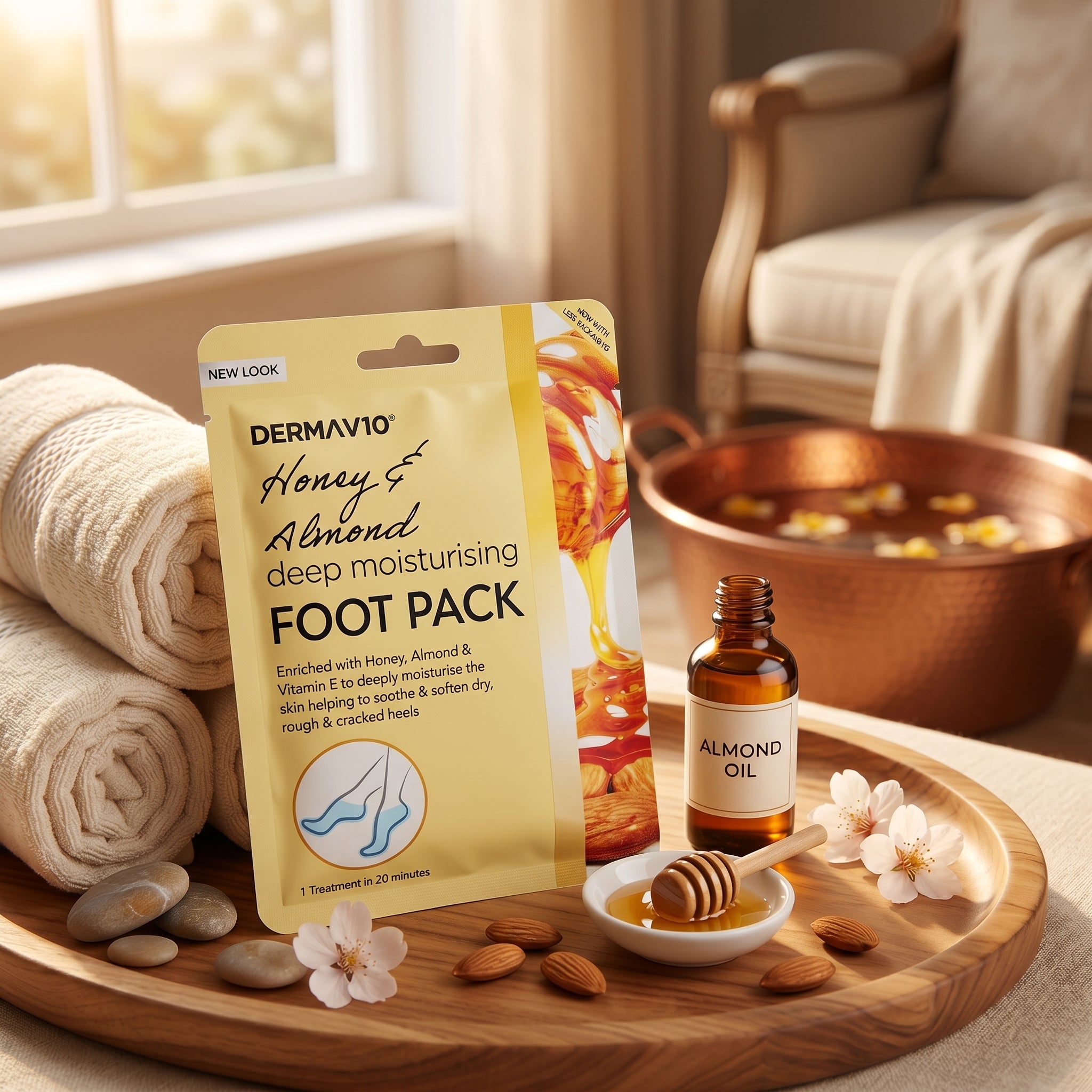 Derma V10 Honey & Almond Deep Moisturising Foot Pack 100ml