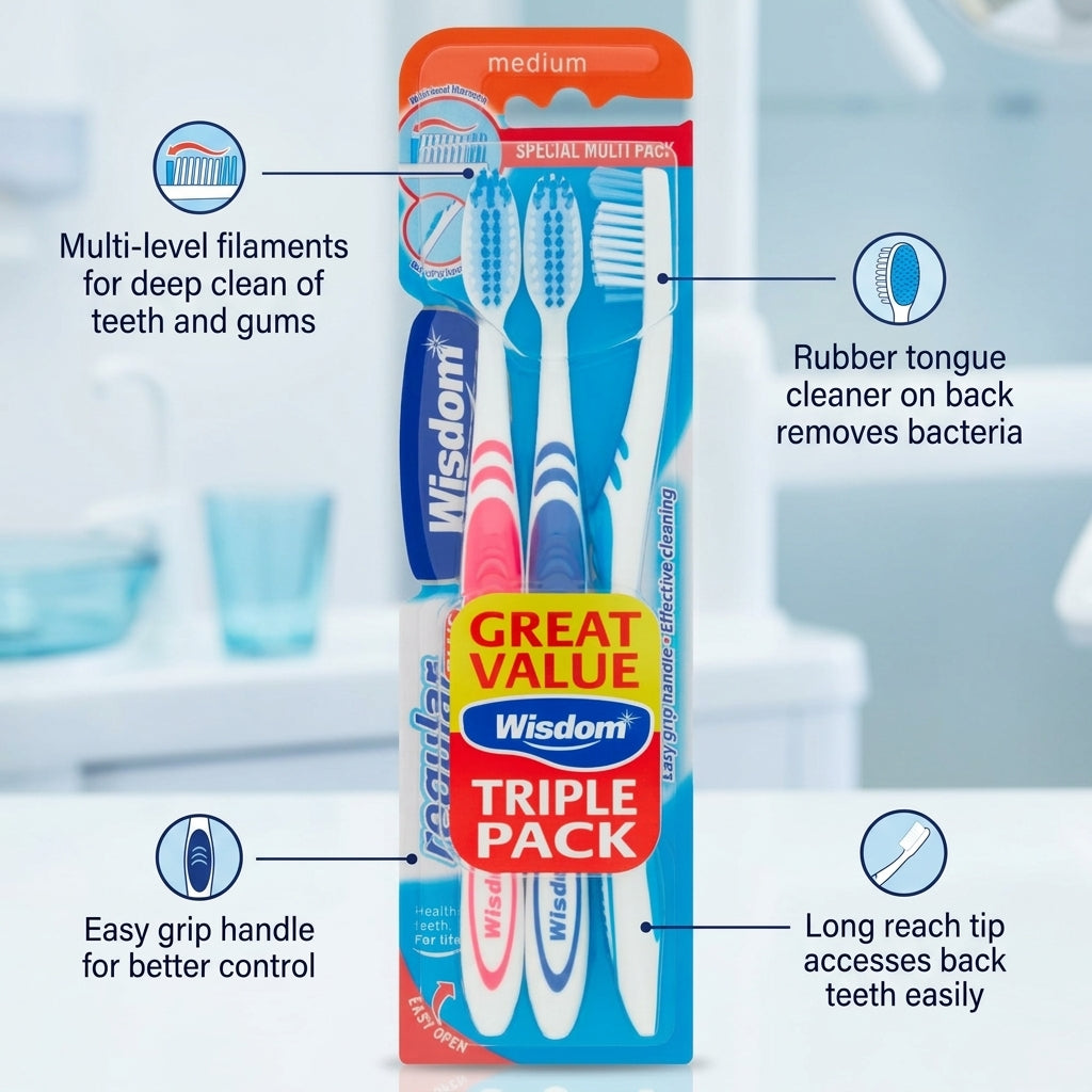 Wisdom 3 Medium Regular Plus Toothbrushes