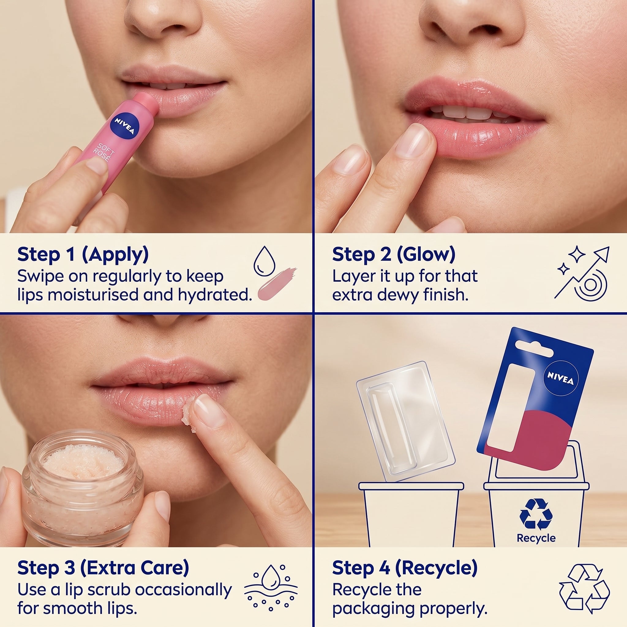 Nivea Soft Rose Lip Balm 4.8g