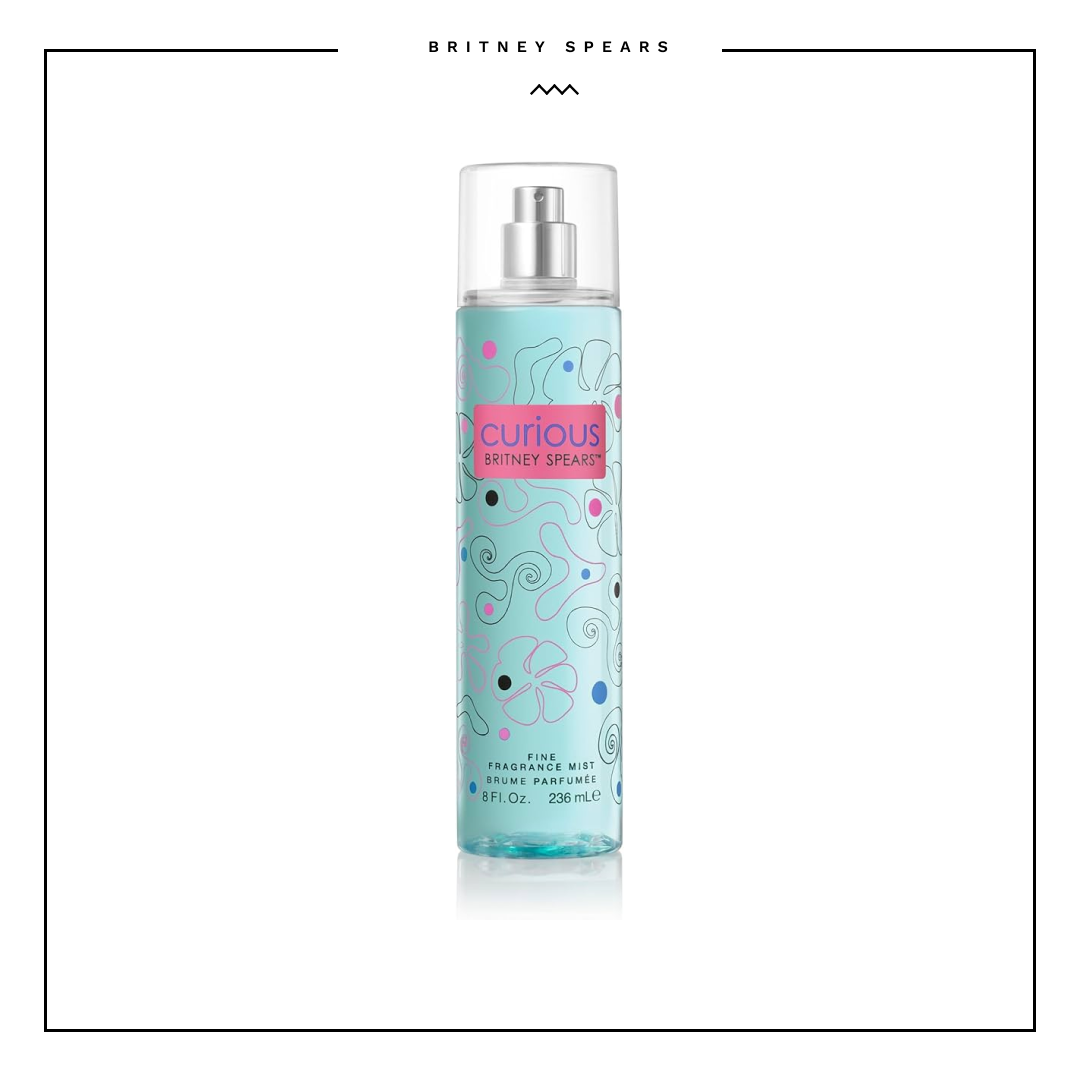 Britney Spears Curious 236 ml – Fine Fragrance Body Mist for Women – White Floral Fragrance – Notes of Magnolia, Jasmine and Vanilla Musk – Aqua Glass Bottle