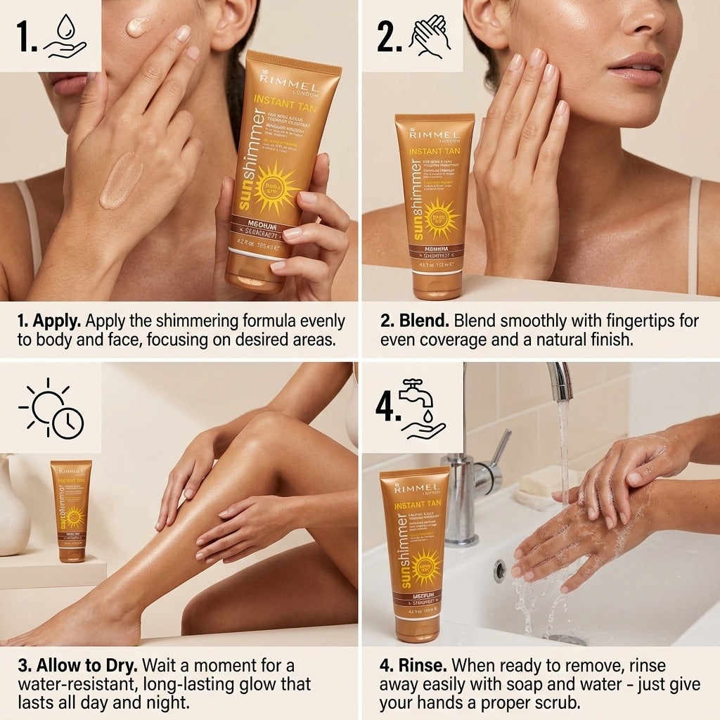 Rimmel Instant tan Sun Shinner for Body & Face Transfer Resistant Medium Shinner 125ml