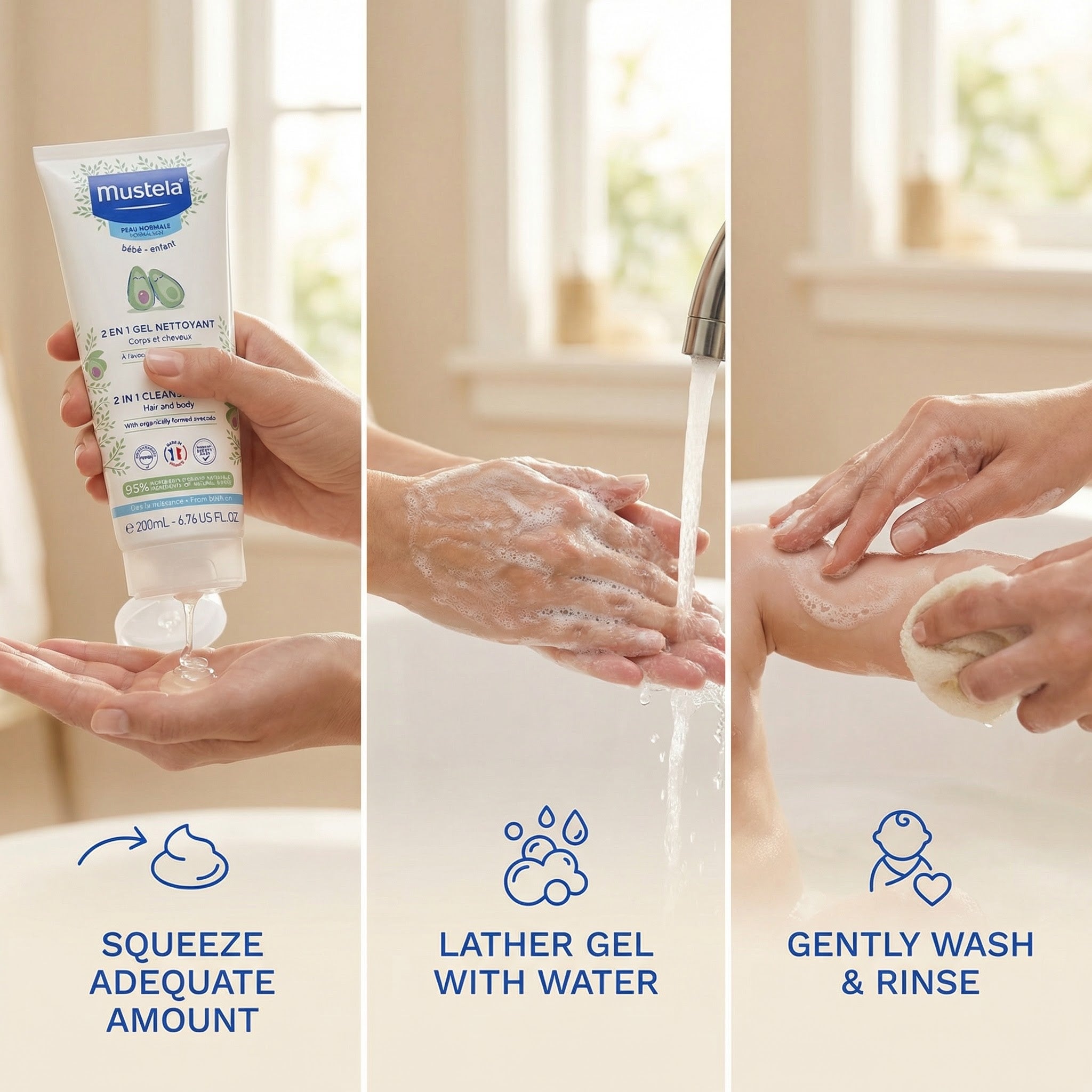 Mustela 2 in 1 Cleansing Gel with Avocado 200ml