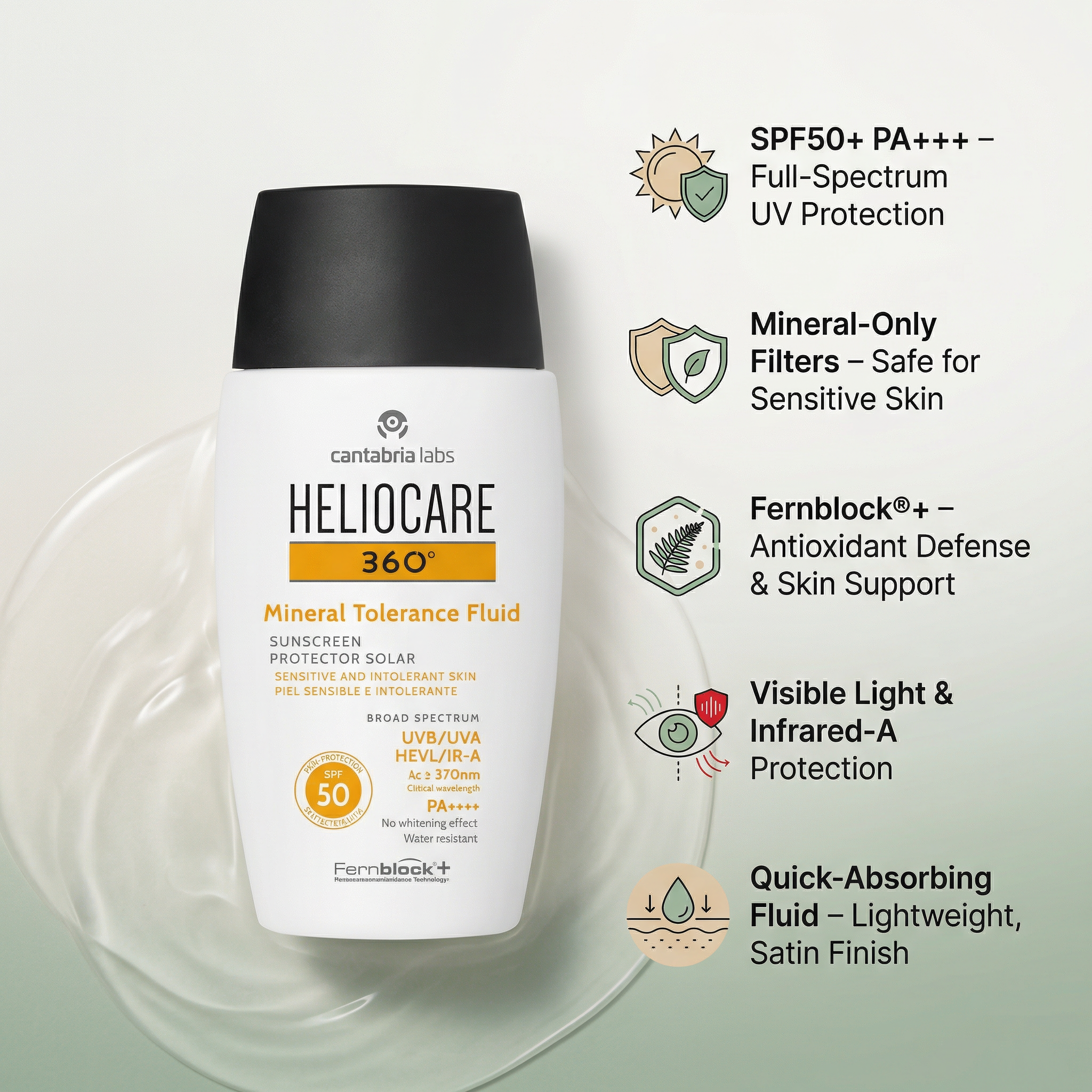Heliocare 360 Mineral Tolerance Fluid Sunscreen SPF 50 50ml