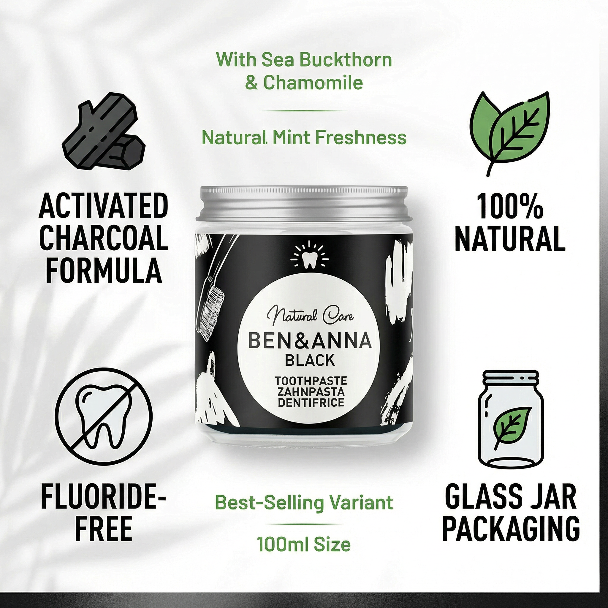 Ben & Anna Toothpaste (Black) with activated Charcoal 100ml