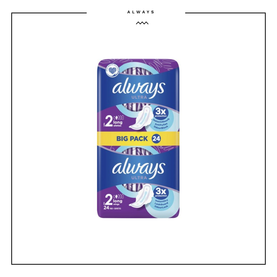 Always - 24x Ultra Sanitary Pads Long Size 2 With Wings - 1 Piece