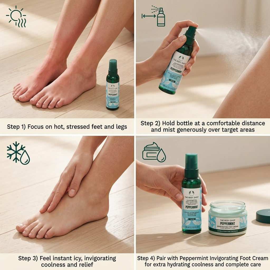 The Body Shop Peppermint Invigorating Foot & Leg Mist Intense Icy Coolness 100ml