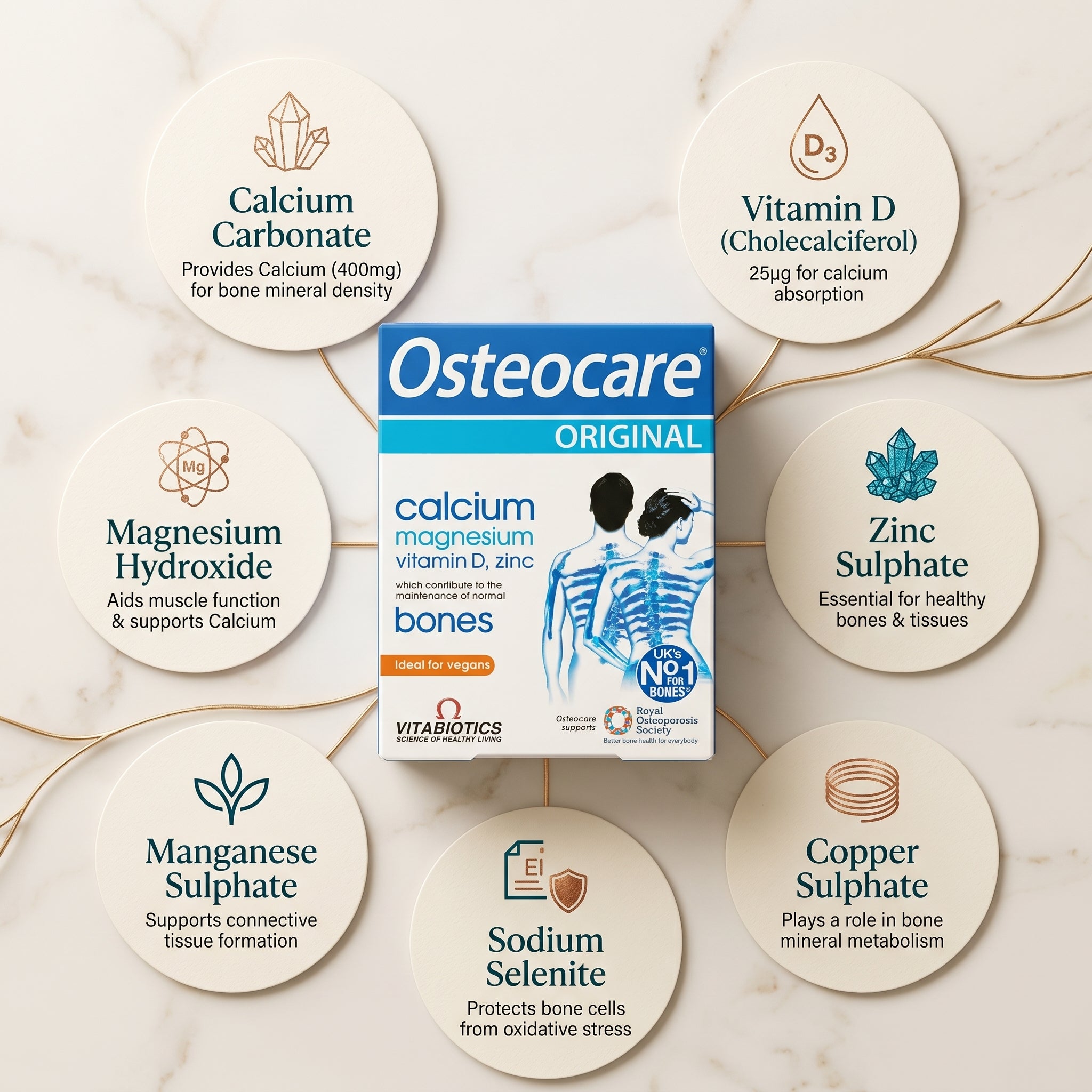 Vitabiotics Osteocare Original Calcium, Magnesium, Vitamin D & Zinc 30 Tabs