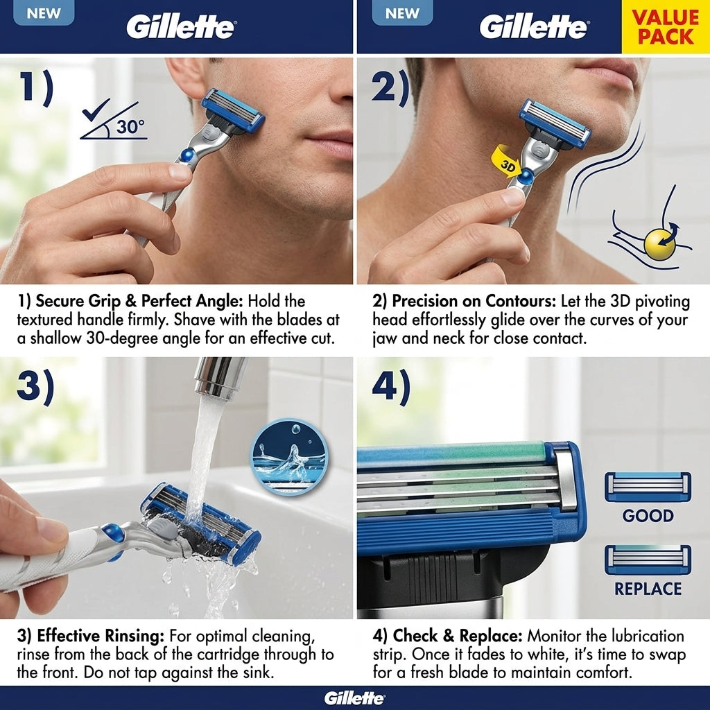 Gillette Mach3 Turbo 3D Razor with 4 blades