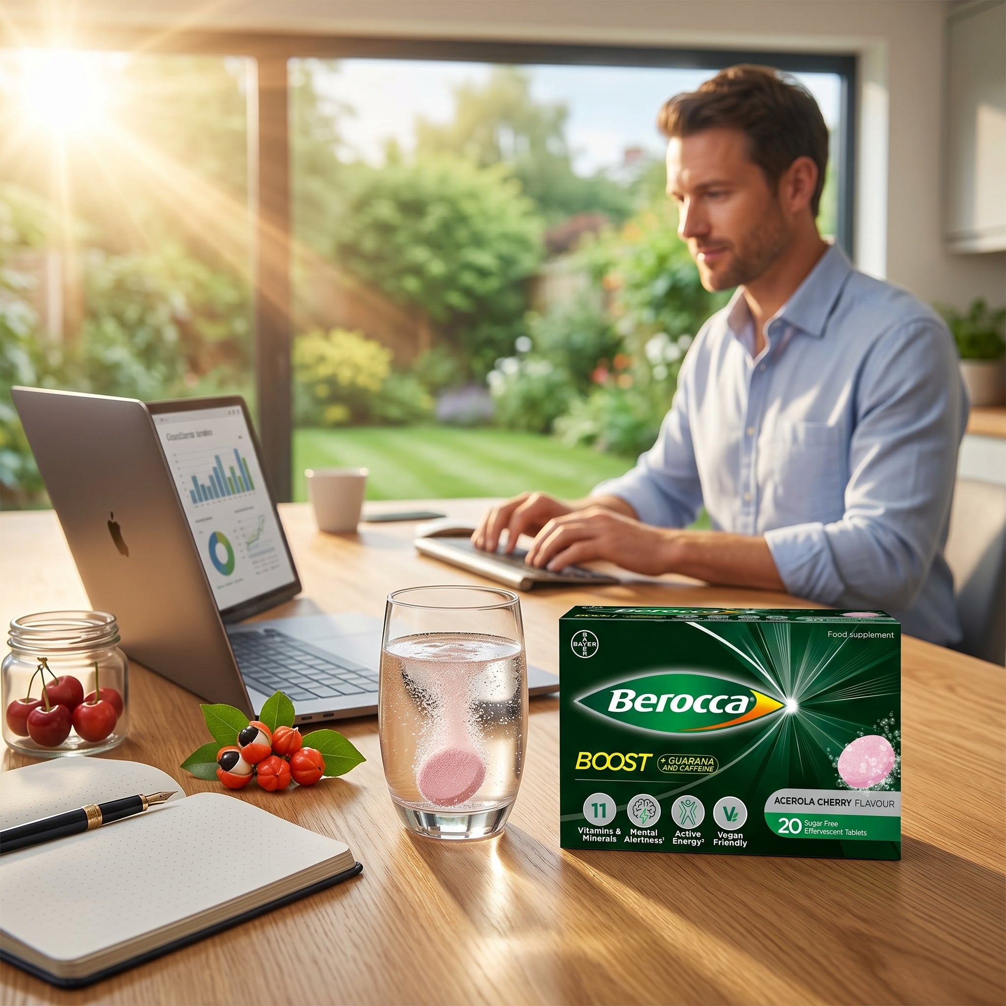 Berocca Boost + Guarana and Caffeine 20SF Tablets Acerola Cherry