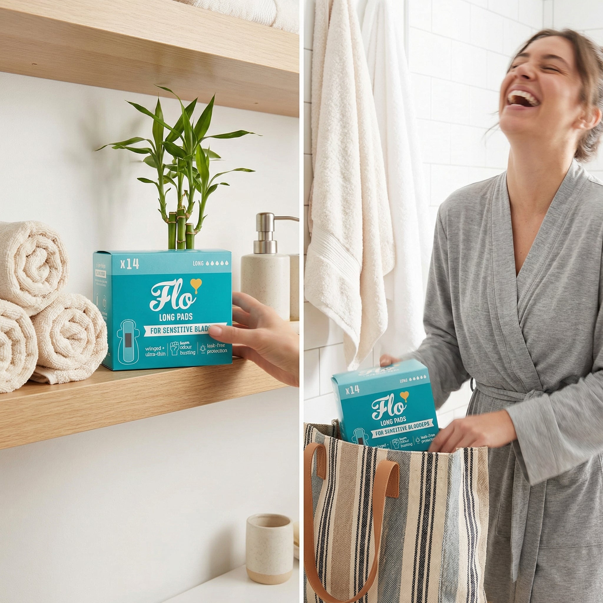 Flo Bamboo Sensitive Bladder Pads - Long, Here We Flo 14 pcs Ultra-Thin