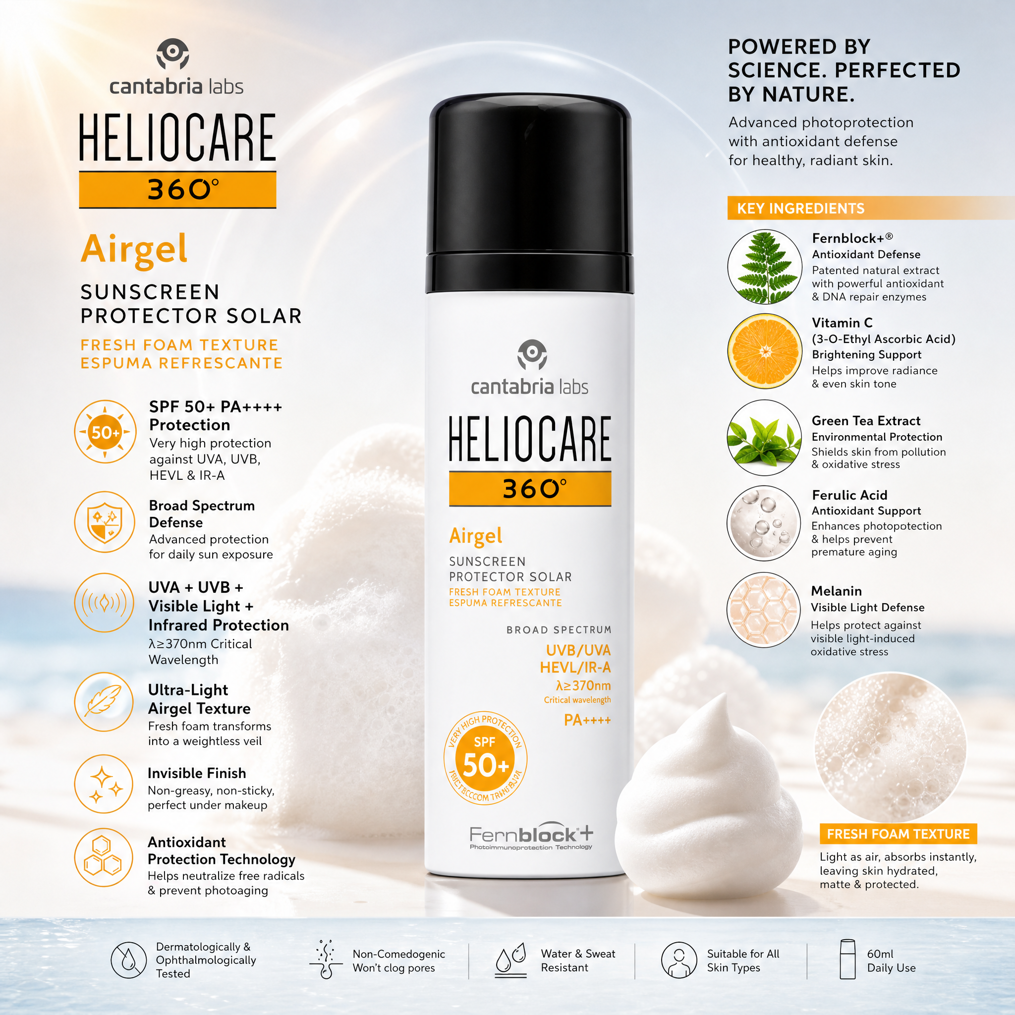 Heliocare 360 Airgel Sunscreen Protector Solar SPF 50+PA++++ 60ml